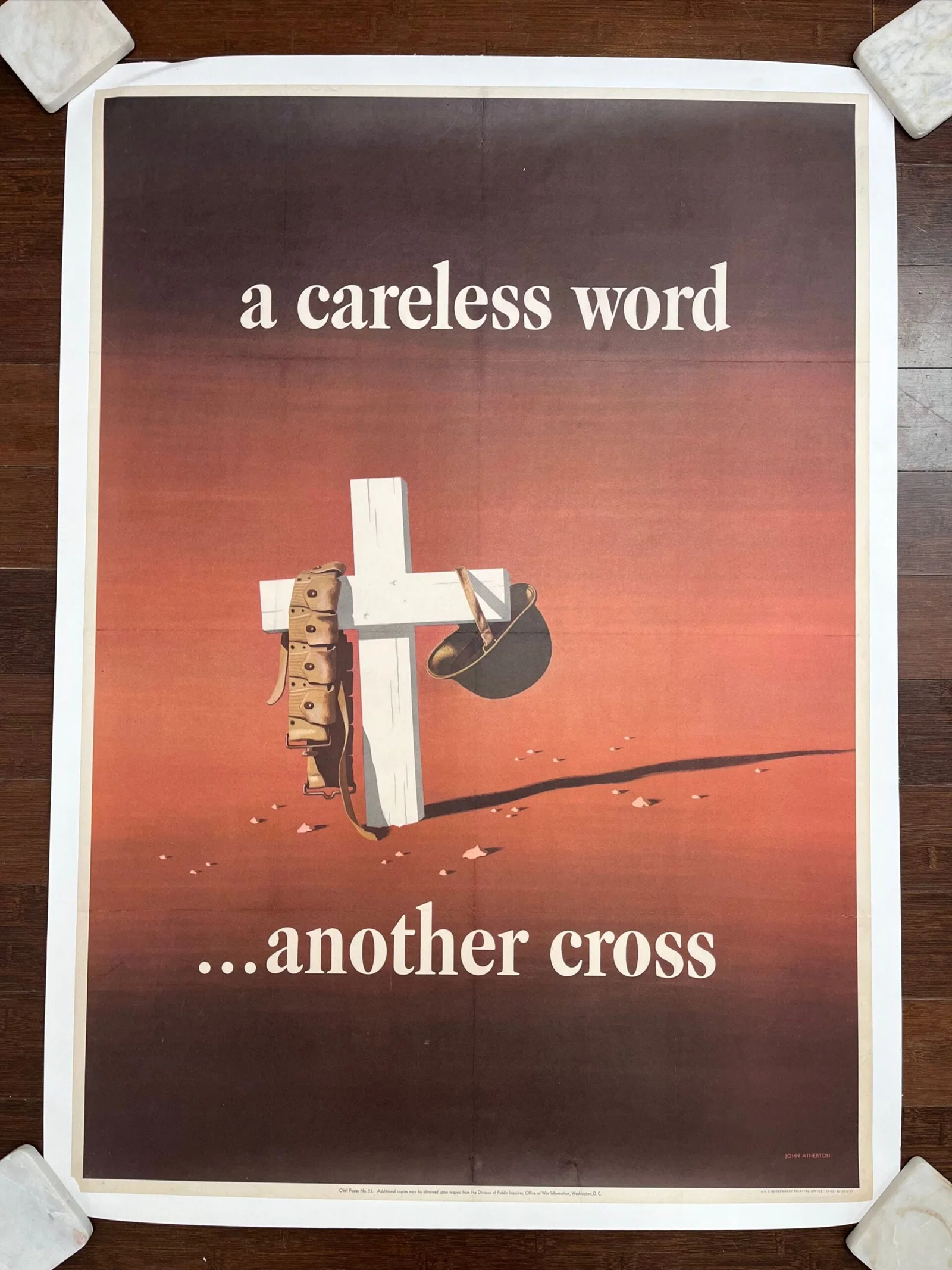 A Careless Word...Another Cross (1943) WWII LB Poster - J. Atherton Art