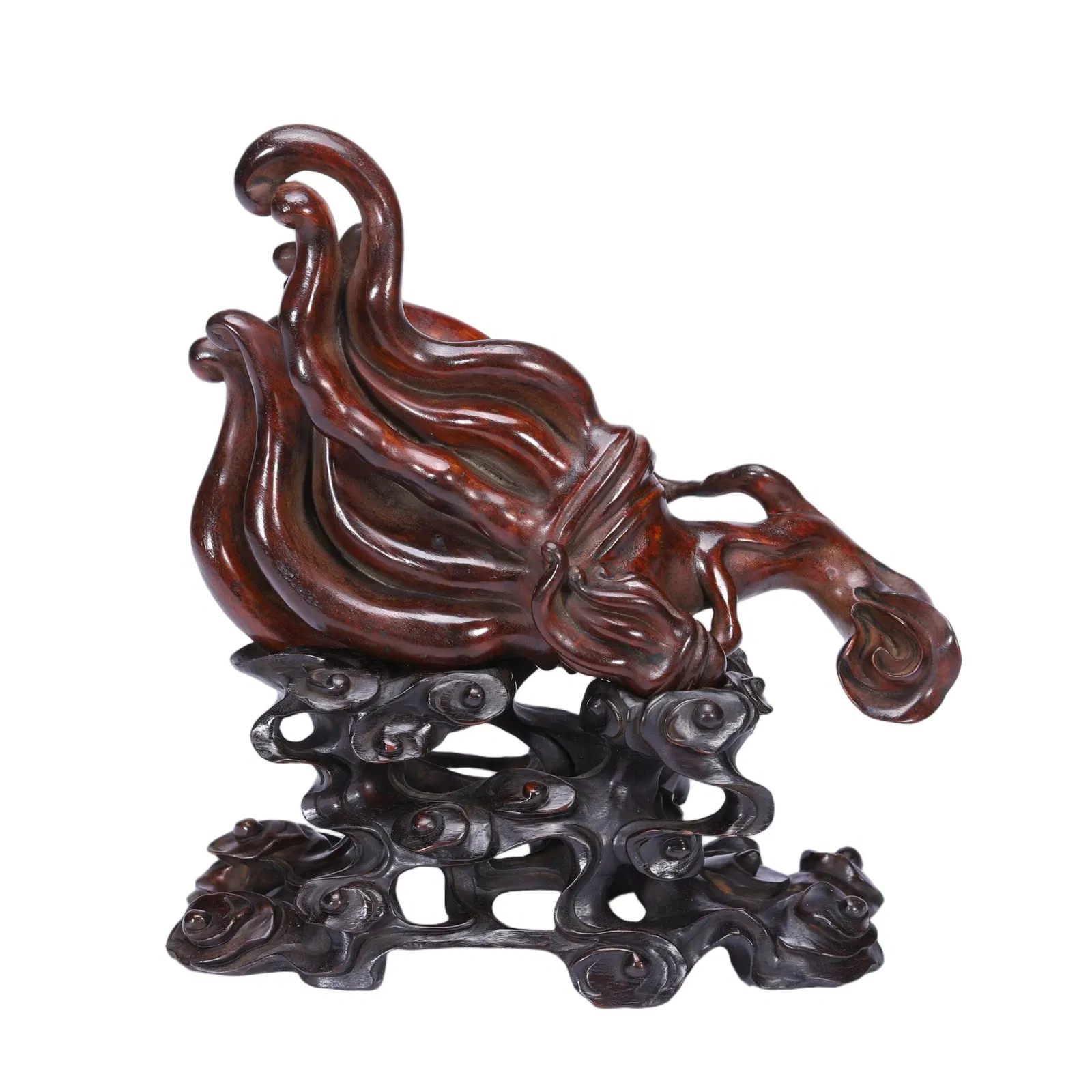 A CARVED HUANGHUALI FINGERED CITRON