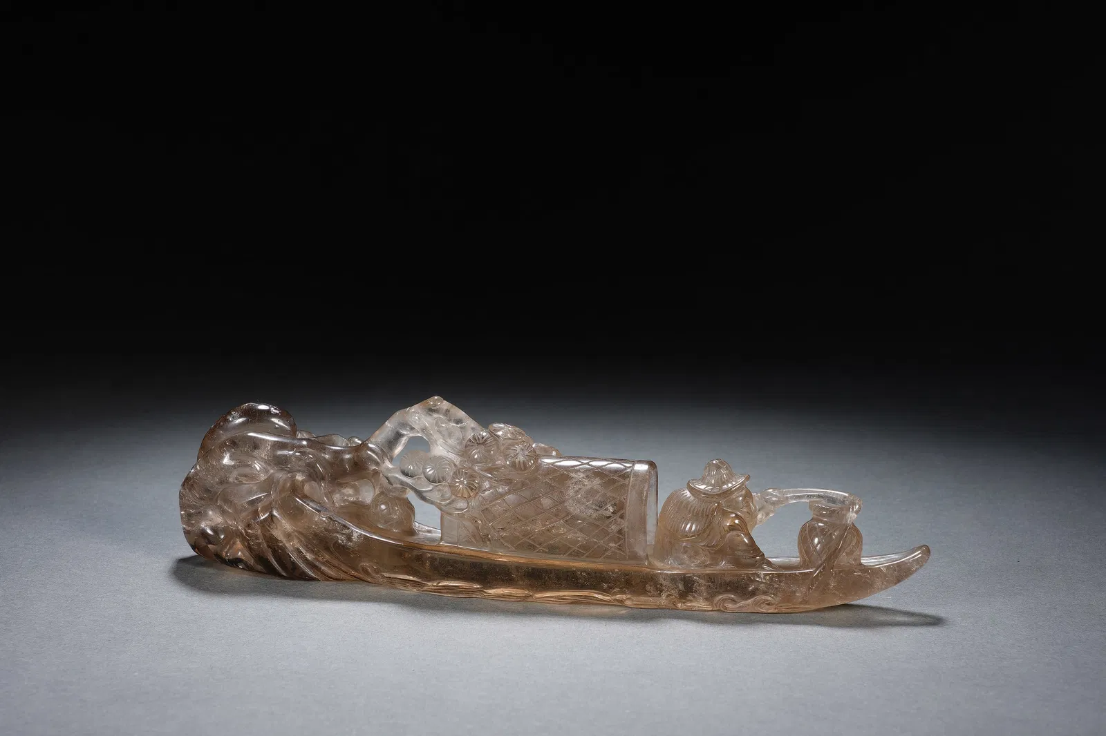 A CARVED ROCK CRYSTAL BOAT