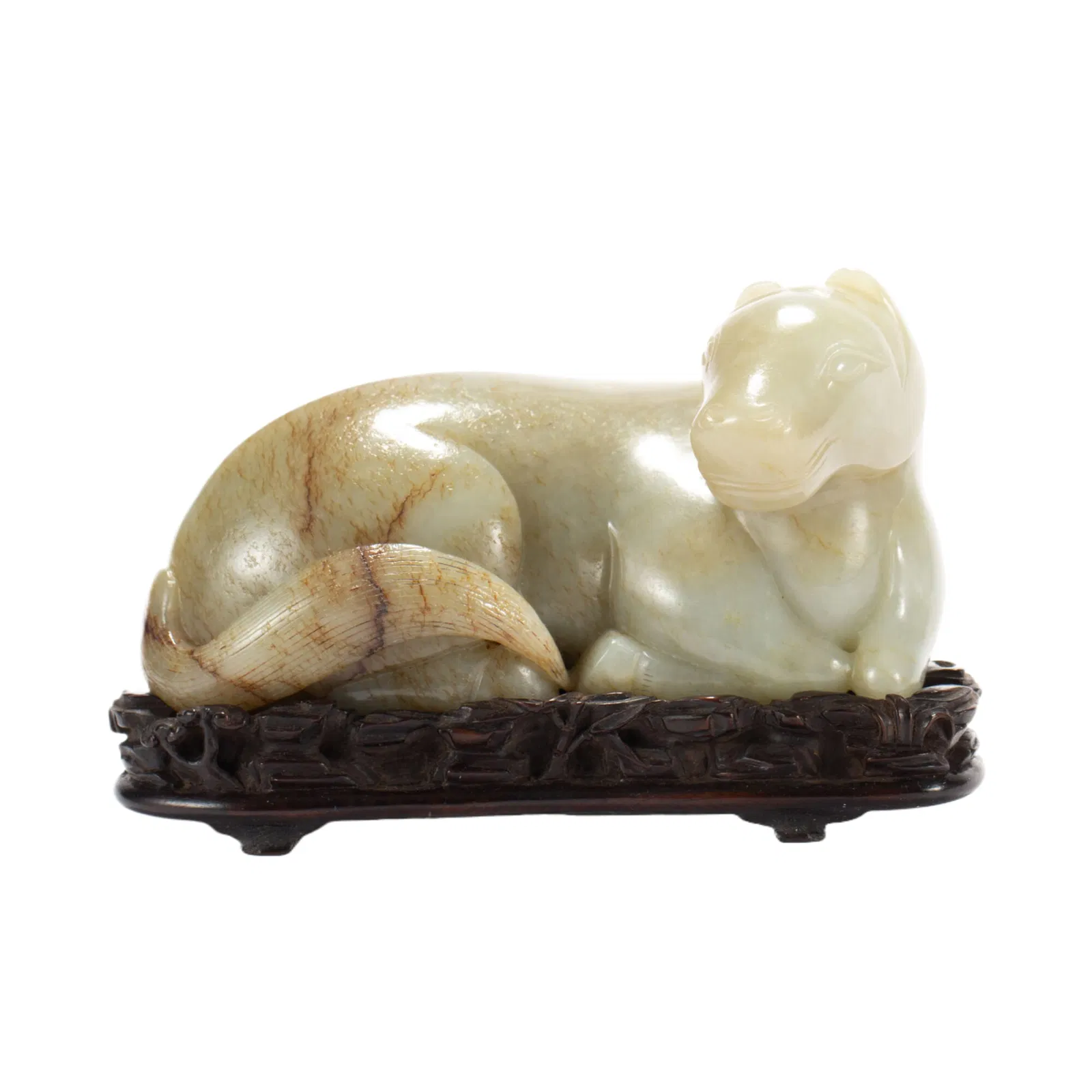 A CARVED WHITE JADE HORSE