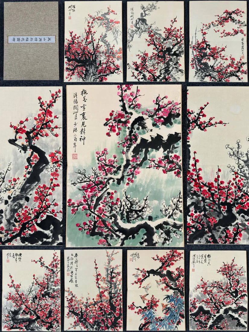 A Chinese Album Ink Painting of Flower on Paper