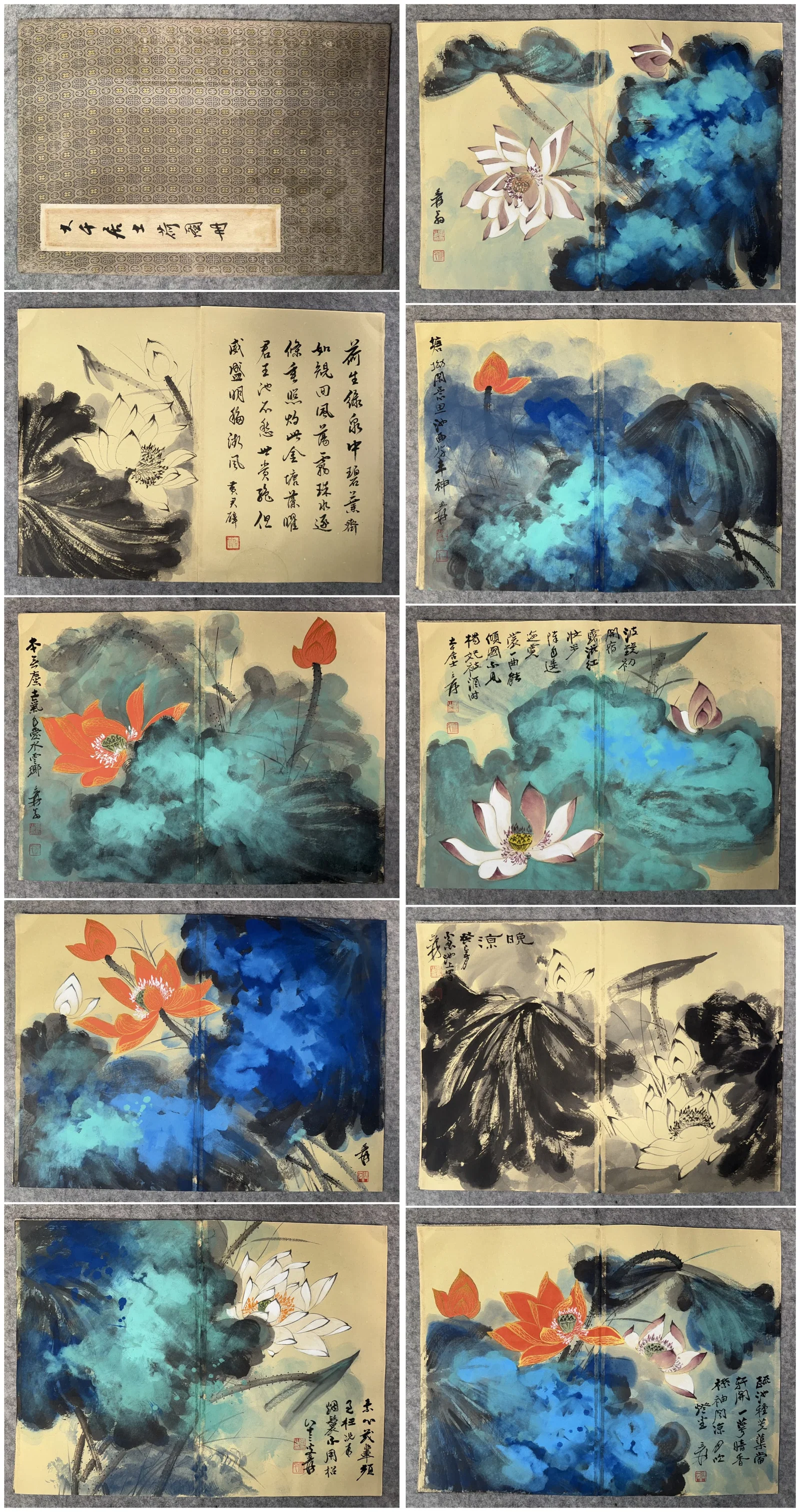 A Chinese Album Ink Painting of Lotus on Paper,Zhang Daqian