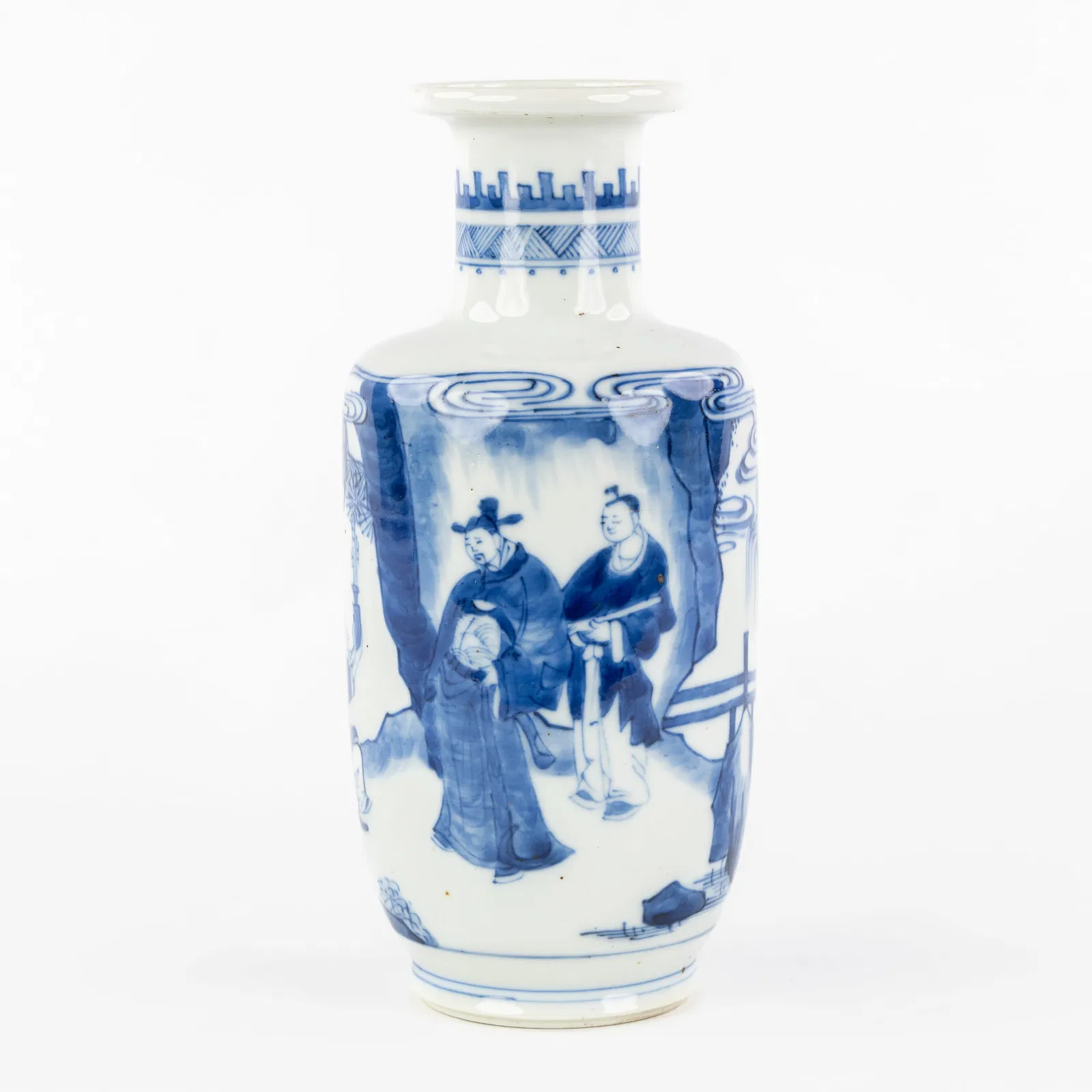 A Chinese Blue and White Rouleau vase, probably Kangxi.