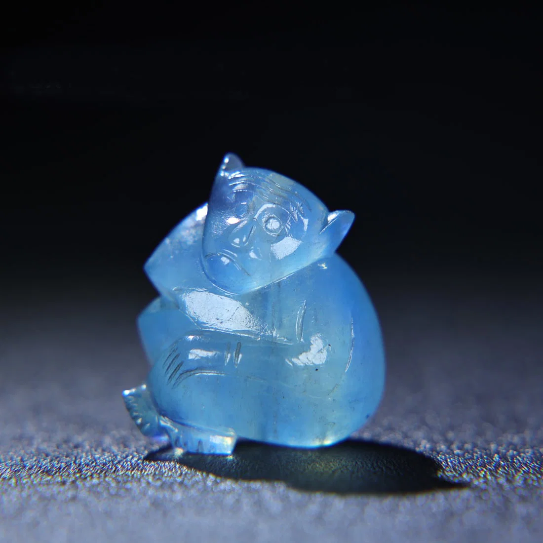 A Chinese Carved Aquamarine Monkey Statuette