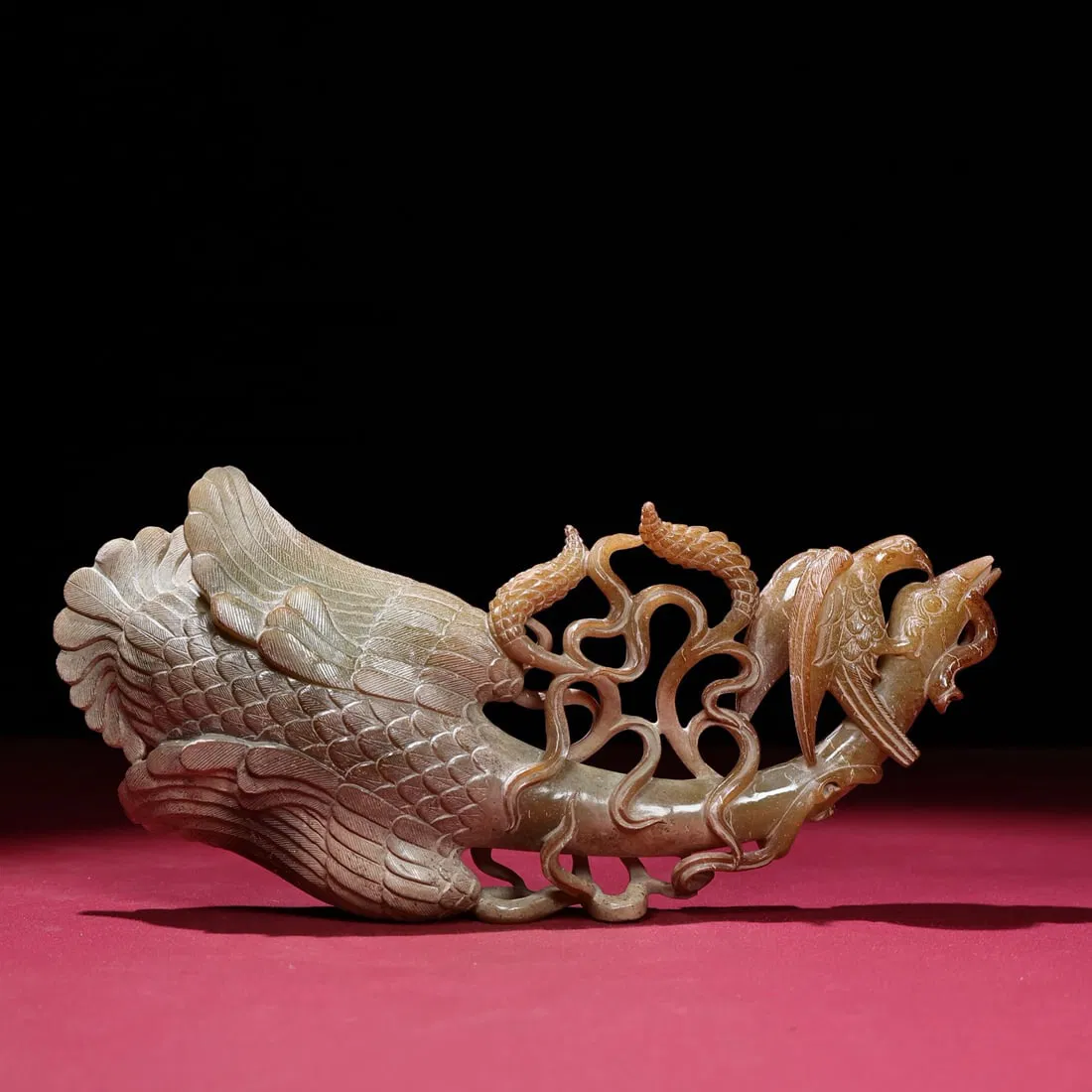 A Chinese Carved Jade Eagle and Goose Statuette