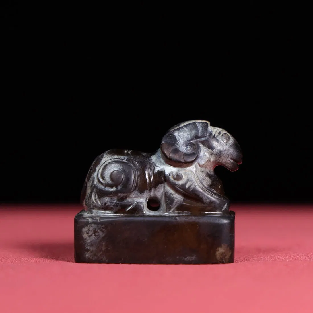 A Chinese Carved Jade Goat Seal