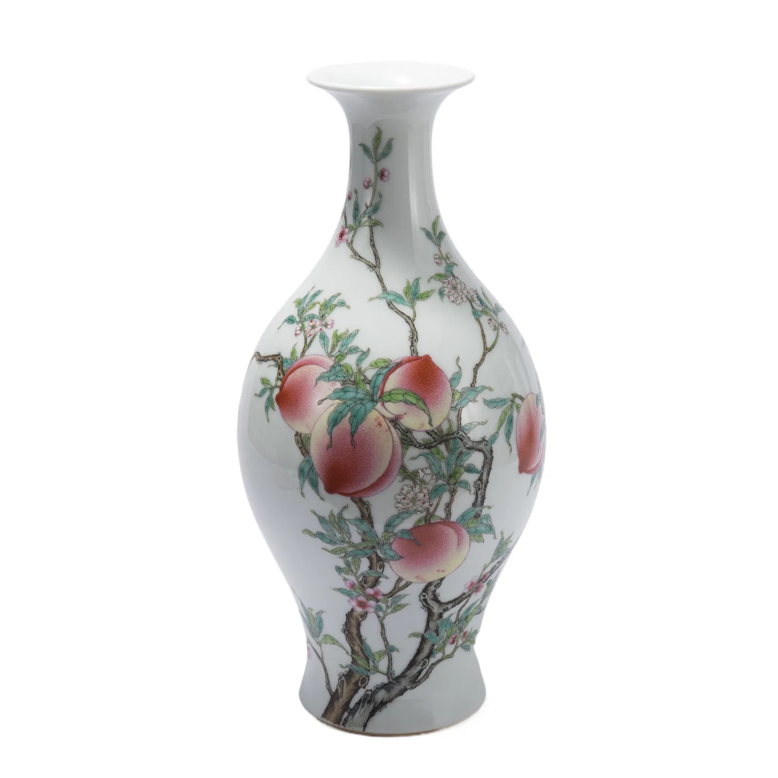 A CHINESE FAMILLE ROSE OLIVE SHAPED VASE