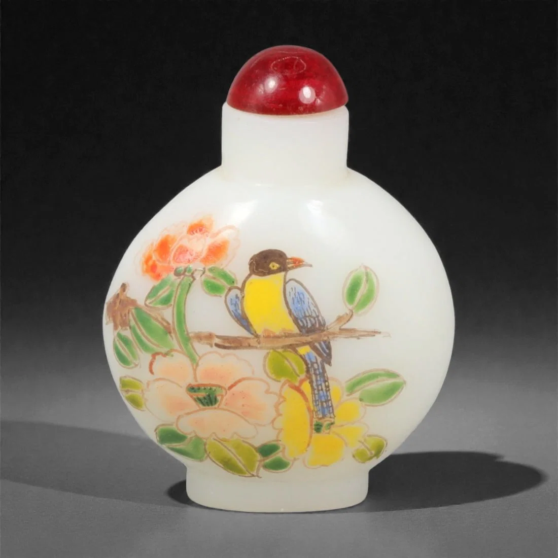 A Chinese Glass Painted Snuff Bottle, 20th Century, 13YC
