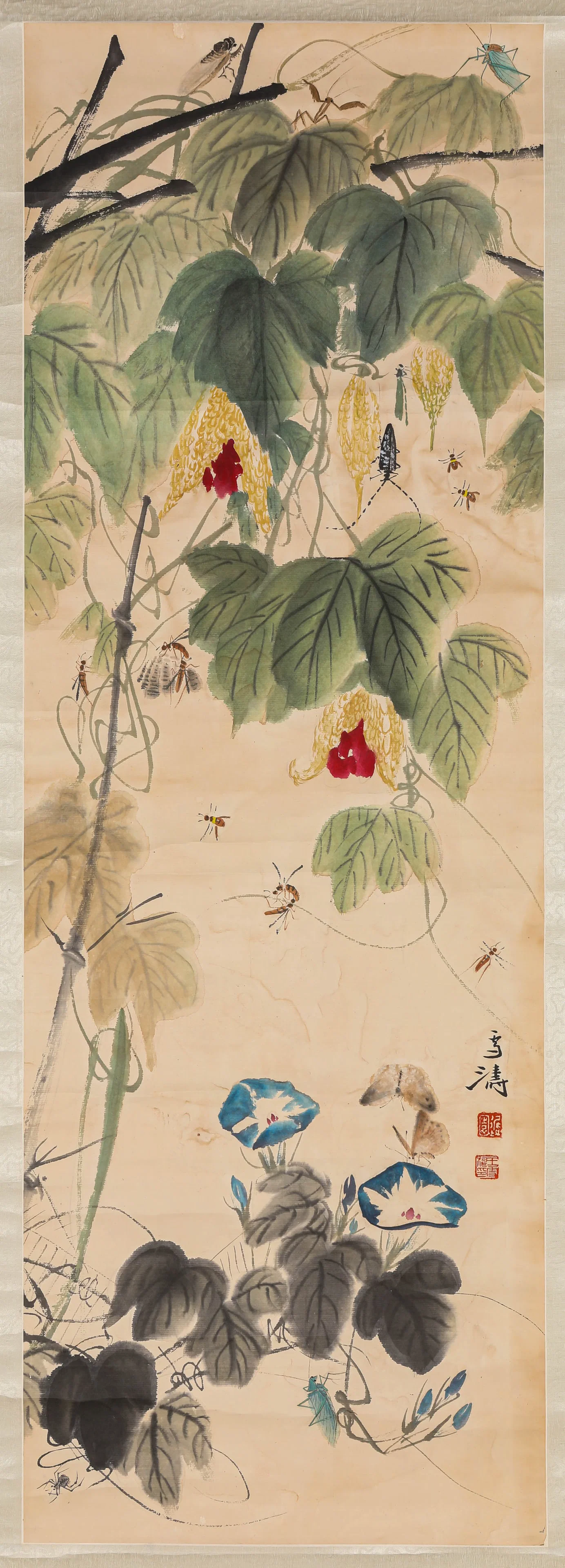 A CHINESE HAND PAINTING WITH THE MARK OF WANG XUETAO