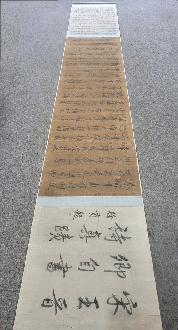 A Chinese Hand Scroll Ink Calligraphy on Paper