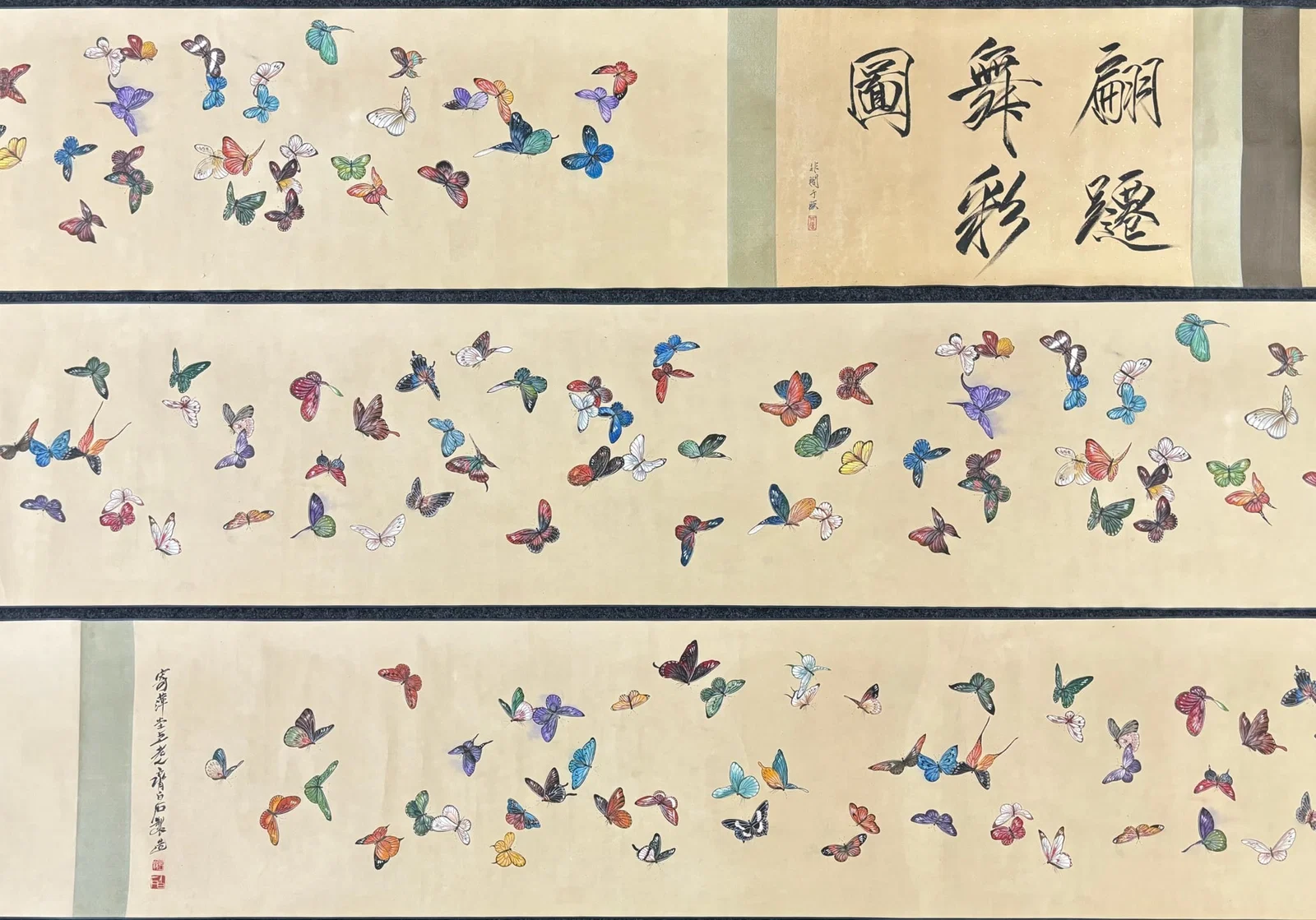 A Chinese Hand Scroll Ink Painting of Butterfly on Paper