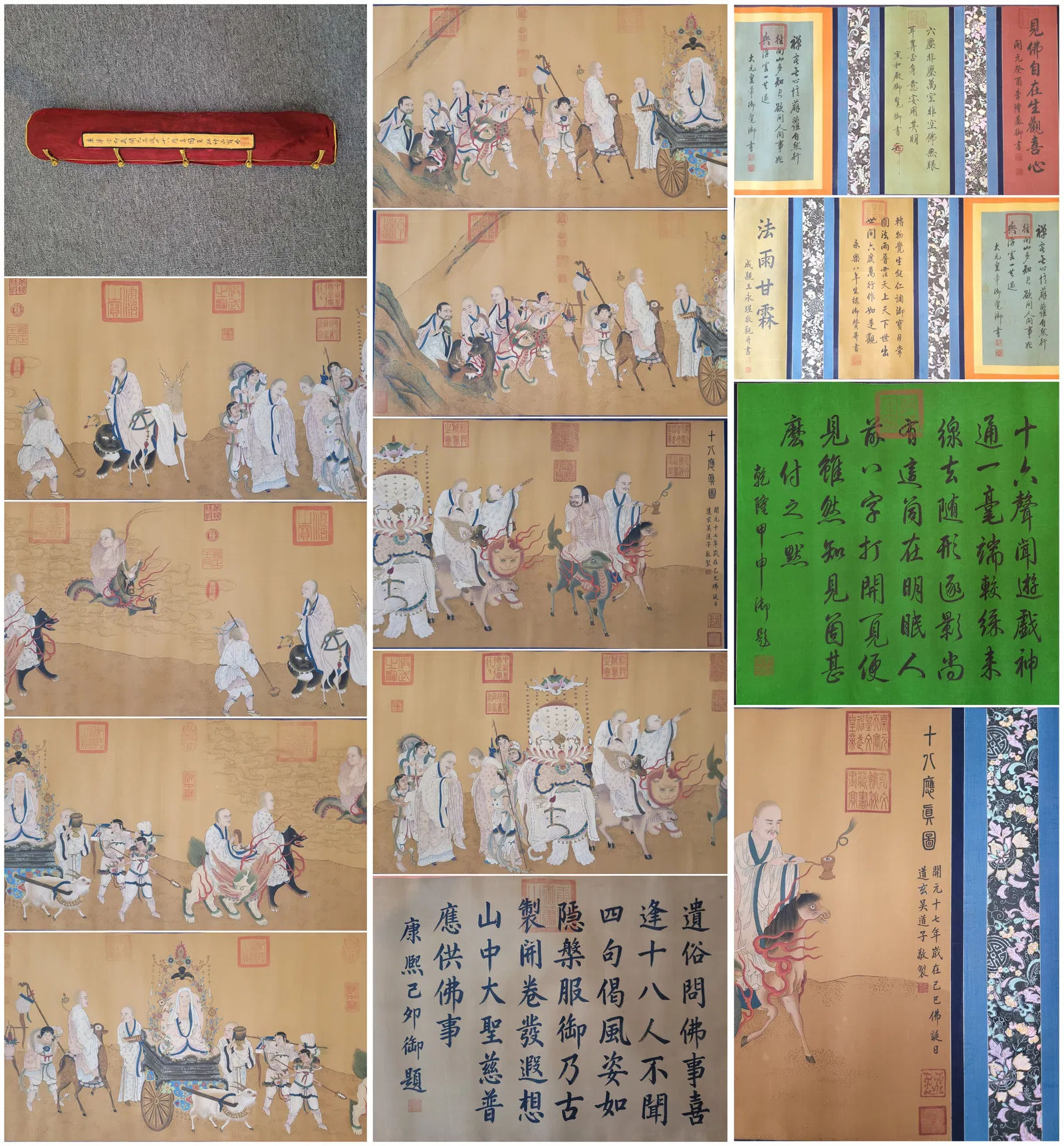 A Chinese Hand Scroll Ink Painting of Character and Story on Silk,Wu Daozi