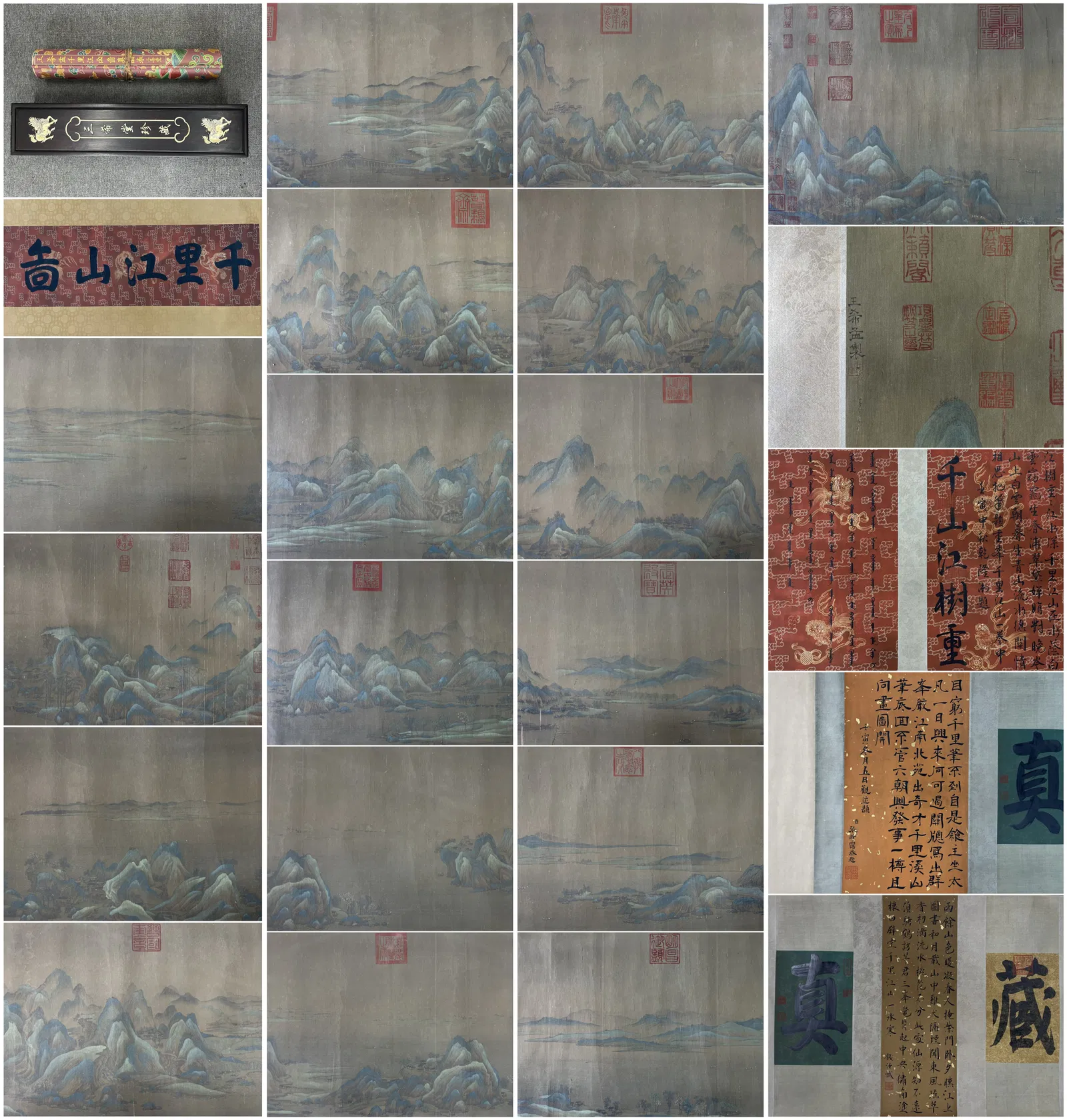 A Chinese Hand Scroll Ink Painting of Landscape on Silk,Wang Ximeng
