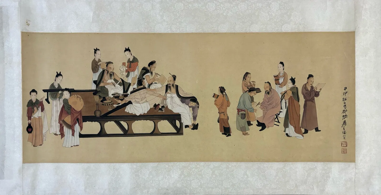 A Chinese Ink Painting of Figure and Story on Silk