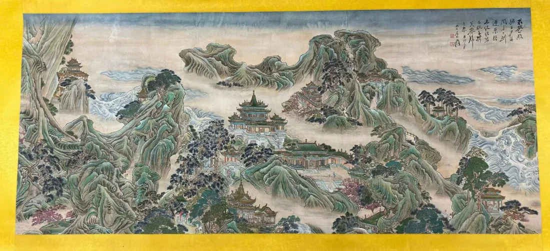 A Chinese Ink Painting of Landscape and Figure on Silk