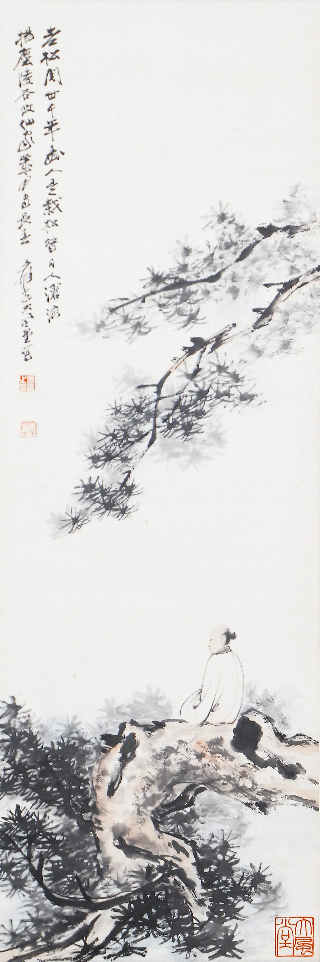 A CHINESE PAINTING OF ADMIRING SCENERY SIGNED ZHANG DAQIAN