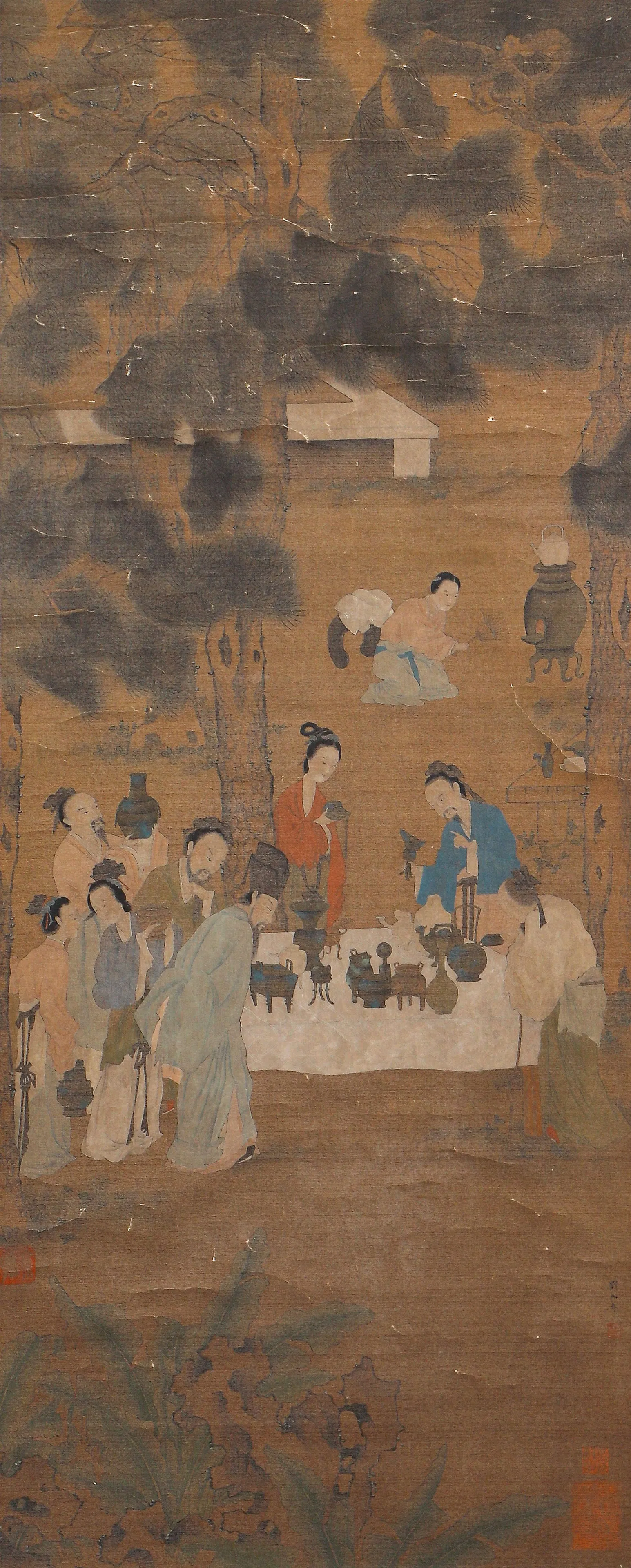 A CHINESE PAINTING OF FIGURAL STORY SIGNED LIU SONGNIAN