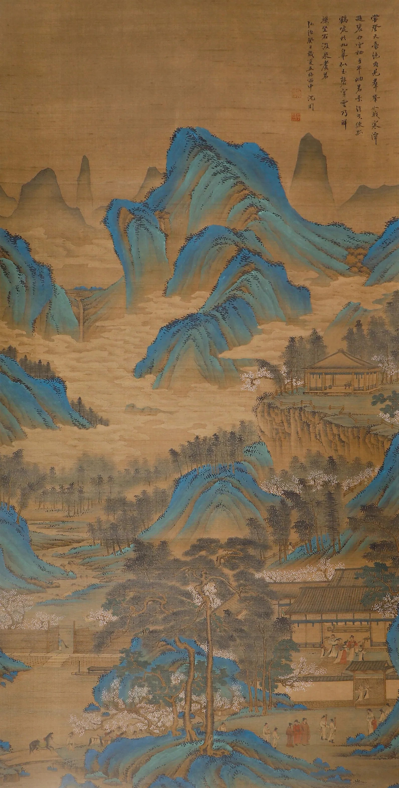 A CHINESE PAINTING OF FIGURAL STORY SIGNED SHENZHOU