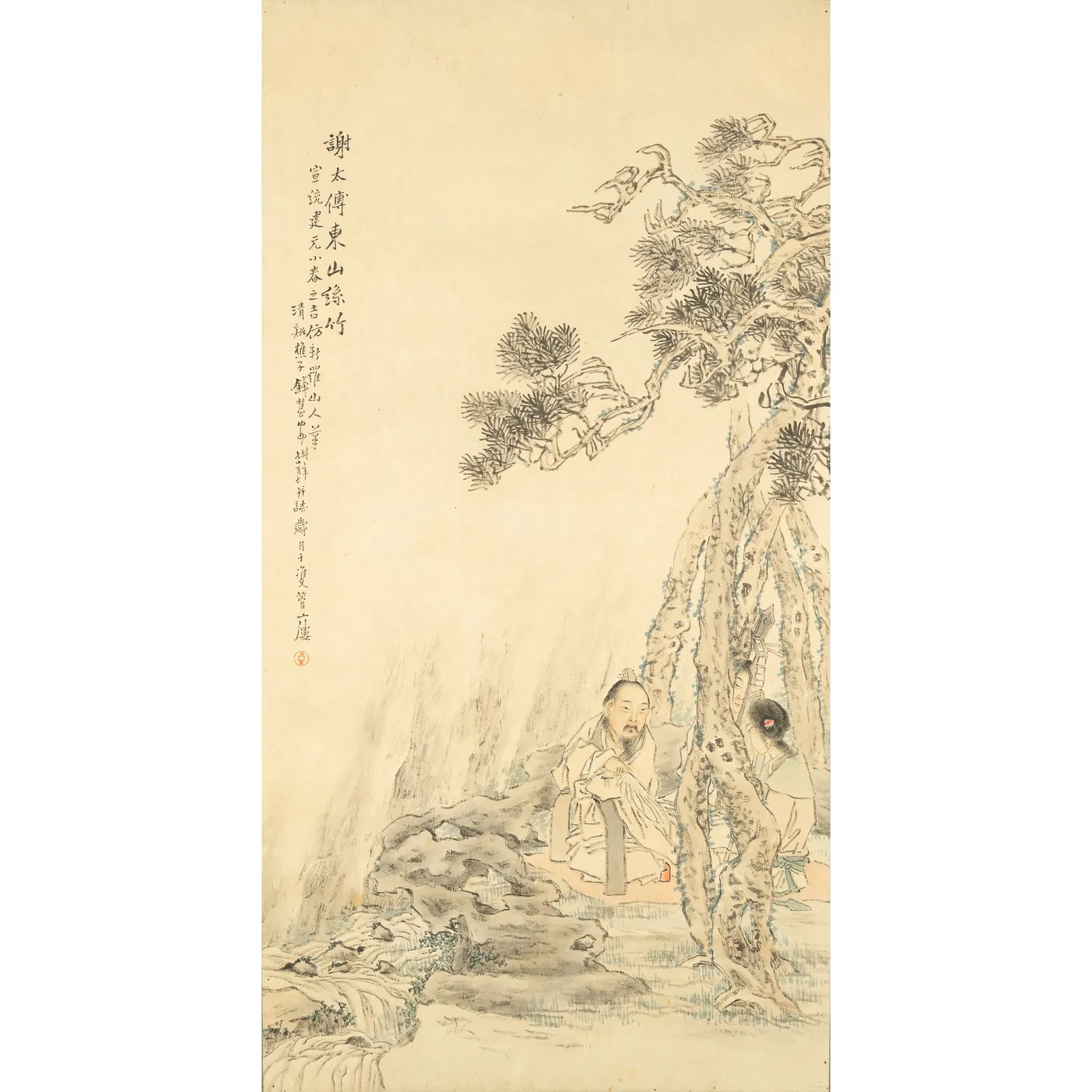 A Chinese painting of figures in a landscape, by Qian Hui'an (1833-1911)
