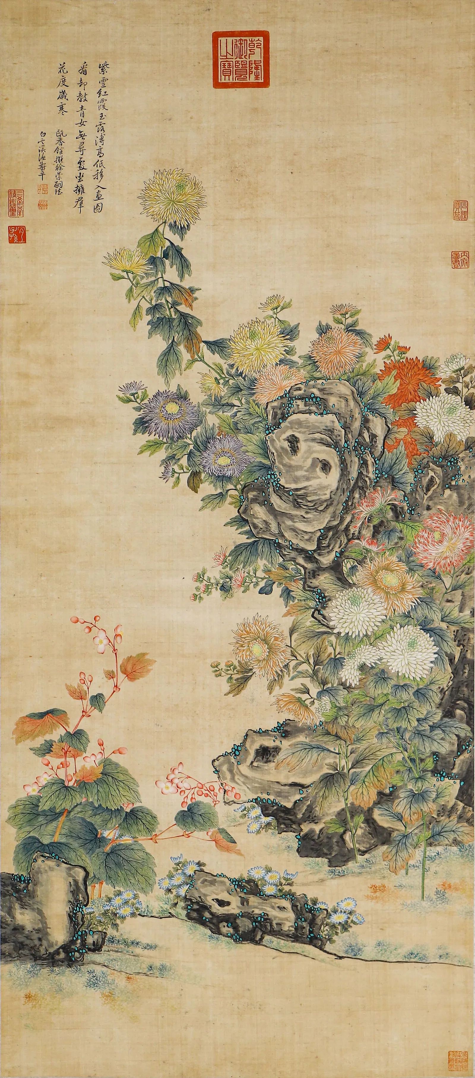 A CHINESE PAINTING OF GARDEN SCENERY SIGNED CIXI