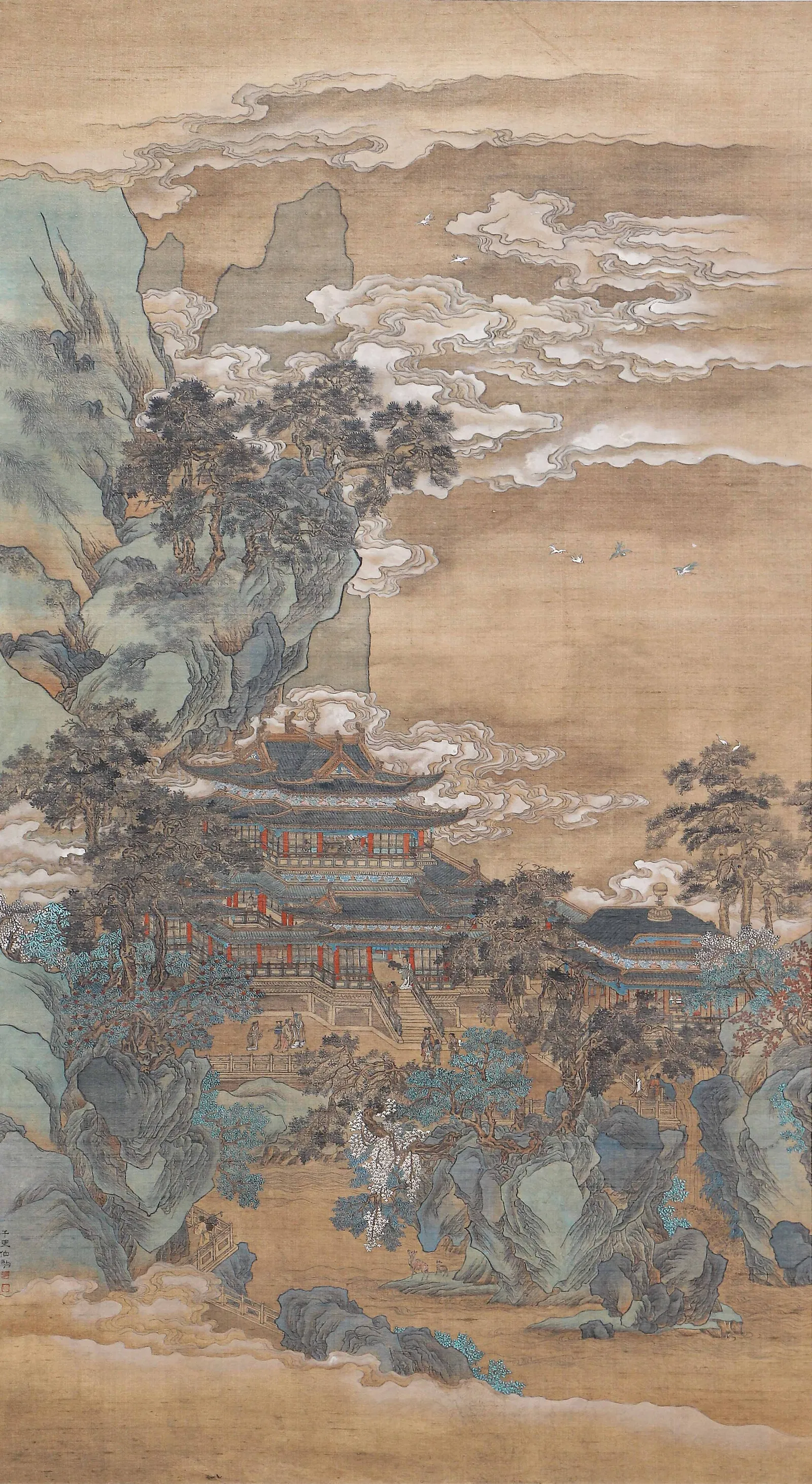 A CHINESE PAINTING OF MOUNTAIN PAVILION SIGNED ZHAO BOJU