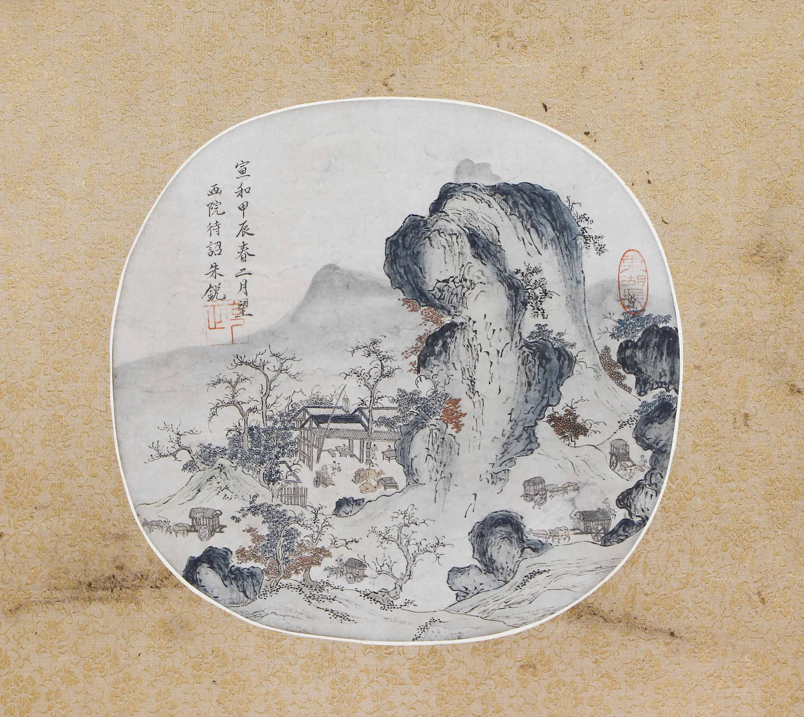 A CHINESE PAINTING OF MOUNTAIN VILLAGE SIGNED ZHU RUI