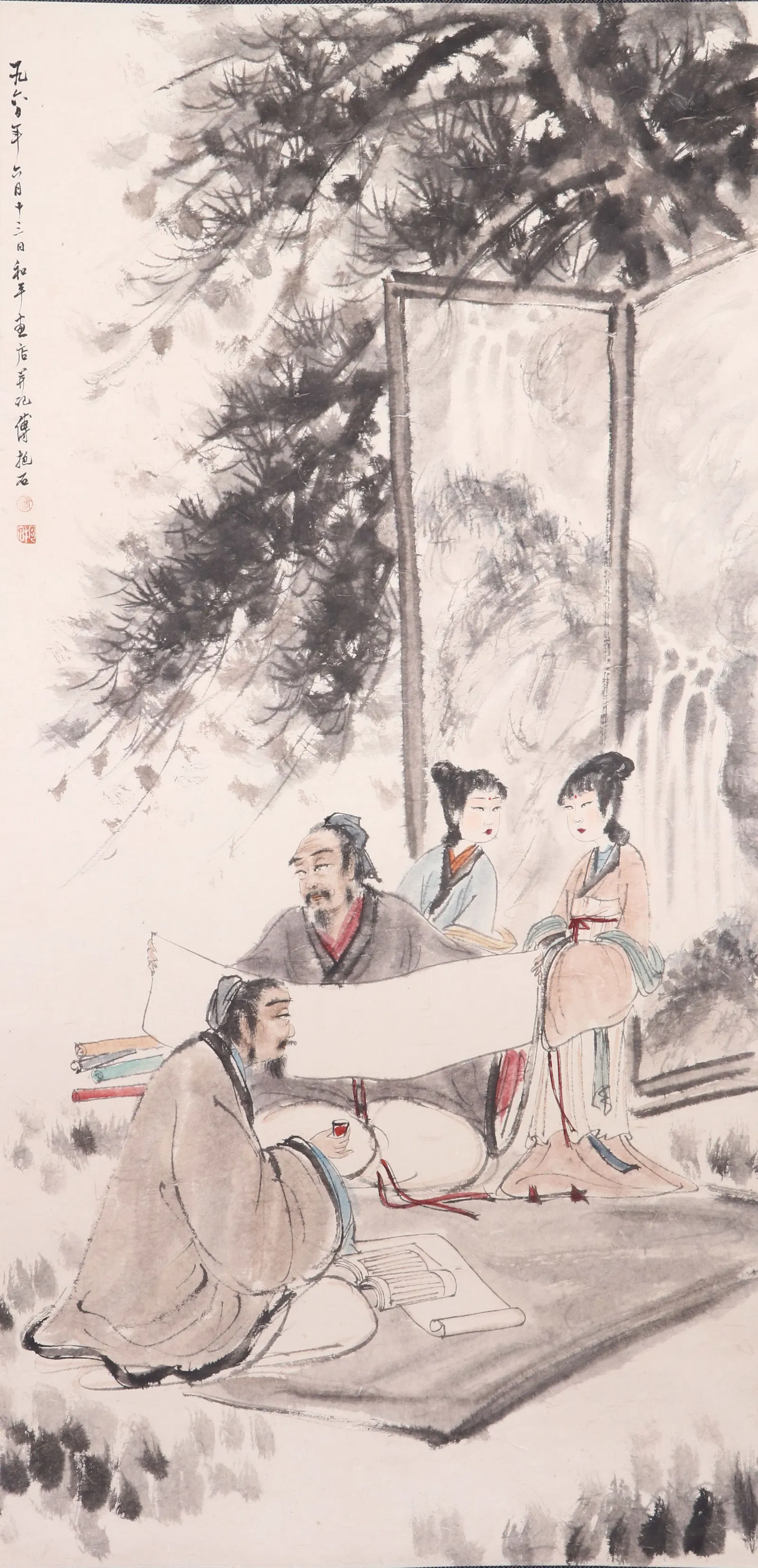 A CHINESE PAINTING OF SCHOLAR'S BY FU BAOSHI
