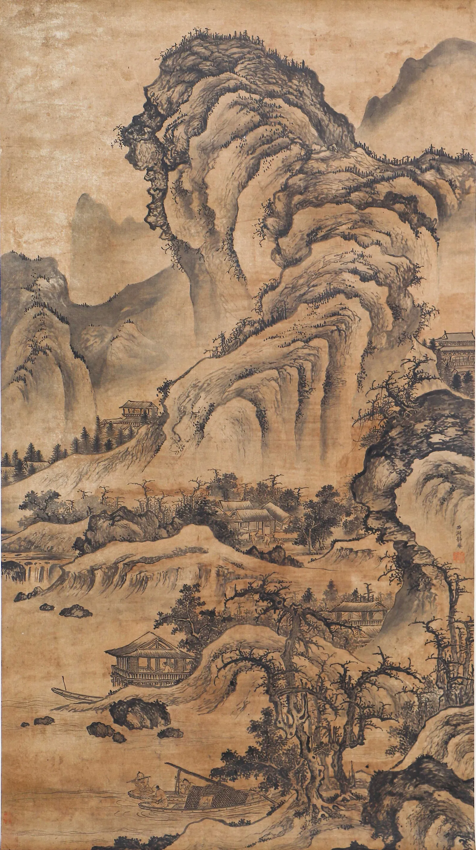 A CHINESE PAINTING OF SERENE STUDIO SIGNED DAIJIN
