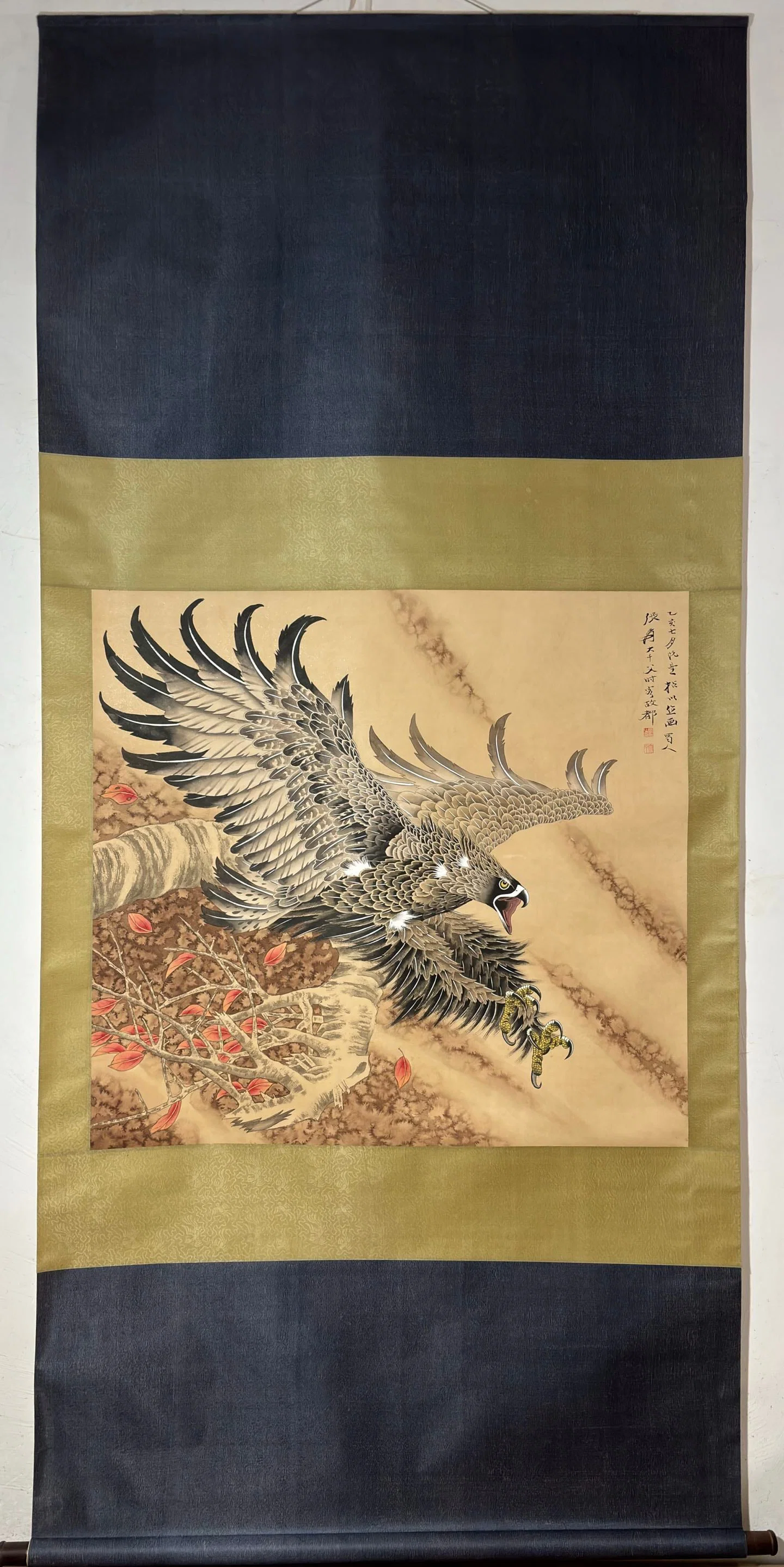A Chinese Vertical Scroll Ink Painting of Eagle on Paper,Zhang Daqian
