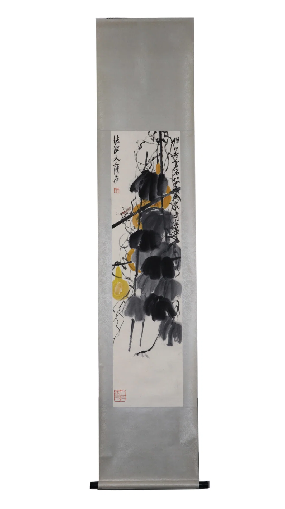 A Chinese Vertical Scroll Ink Painting of Gourd on Paper