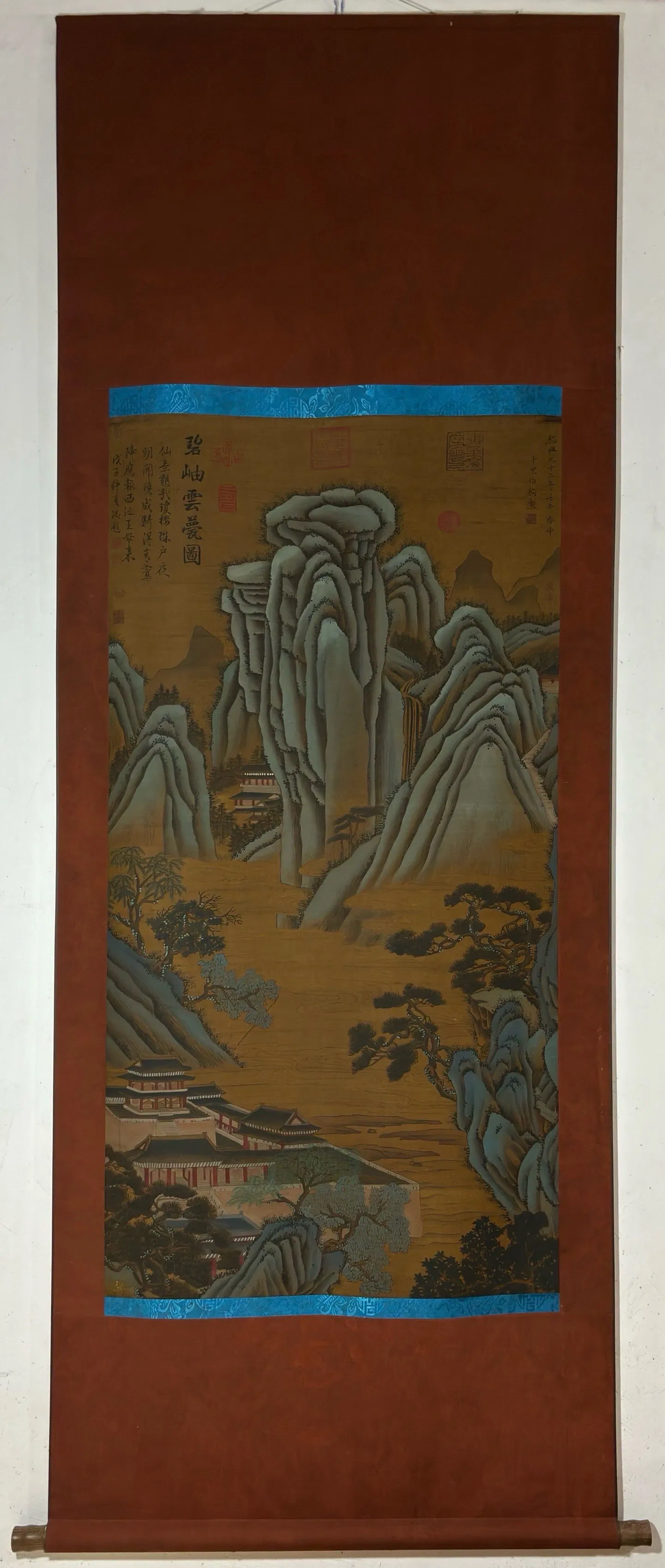 A Chinese Vertical Scroll Ink Painting of Landscape on Silk,Zhao Boju