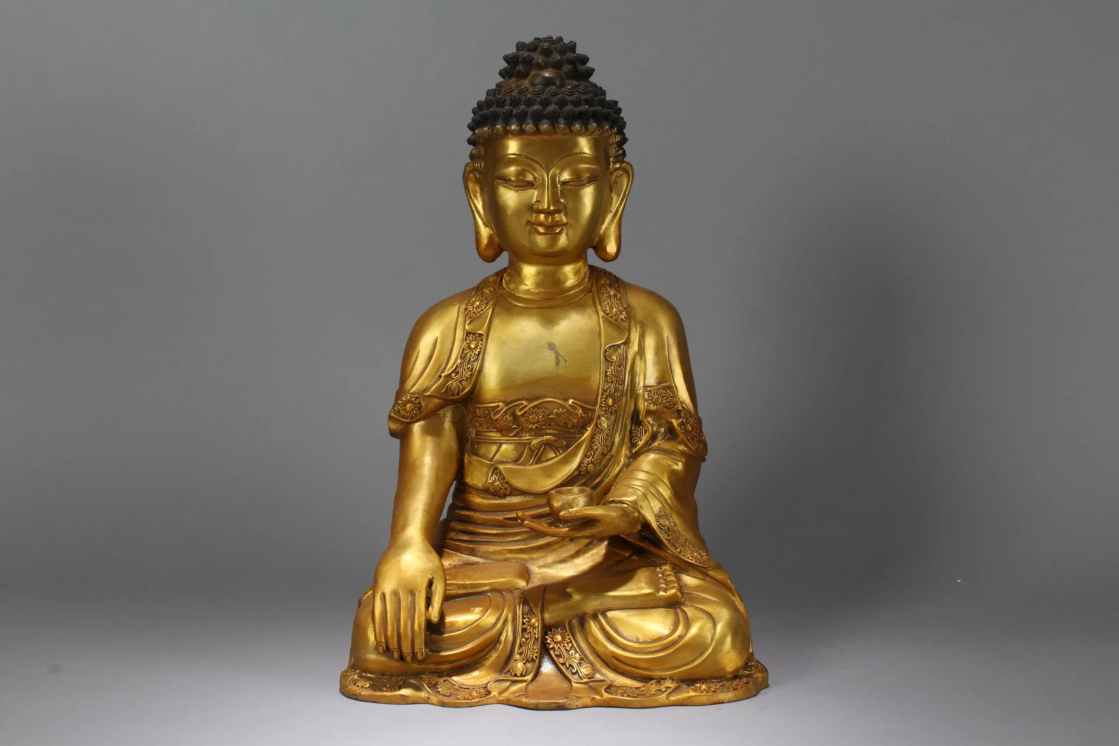 A Chinese Vividly-detailed Religious Massive Gilt Buddha Statue