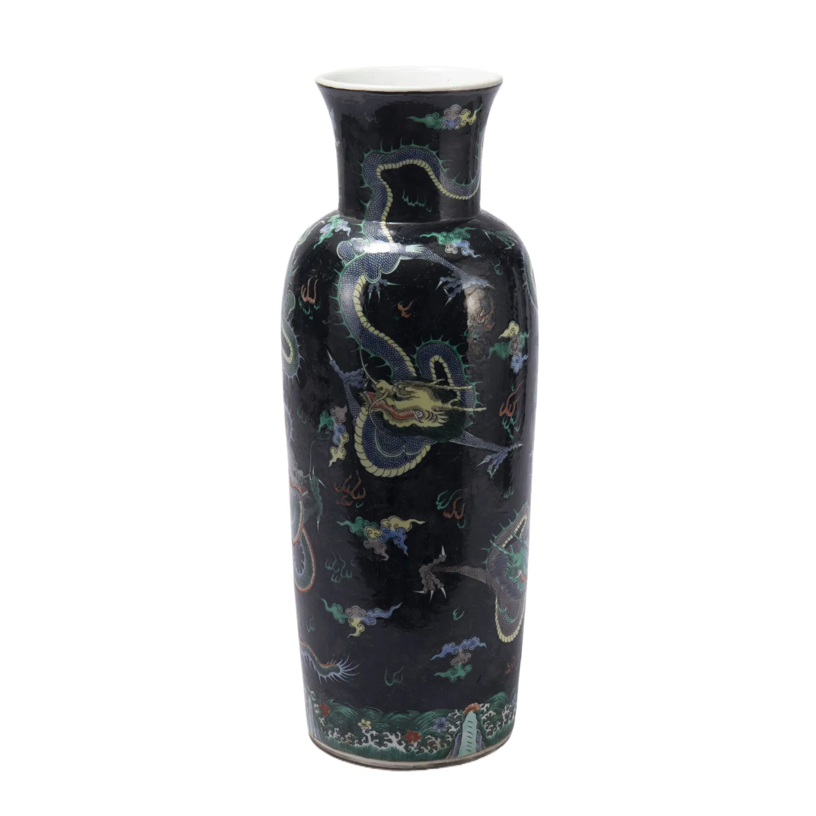 A CHINESE WUCAI GLAZE DRAGON SLEEVE VASE