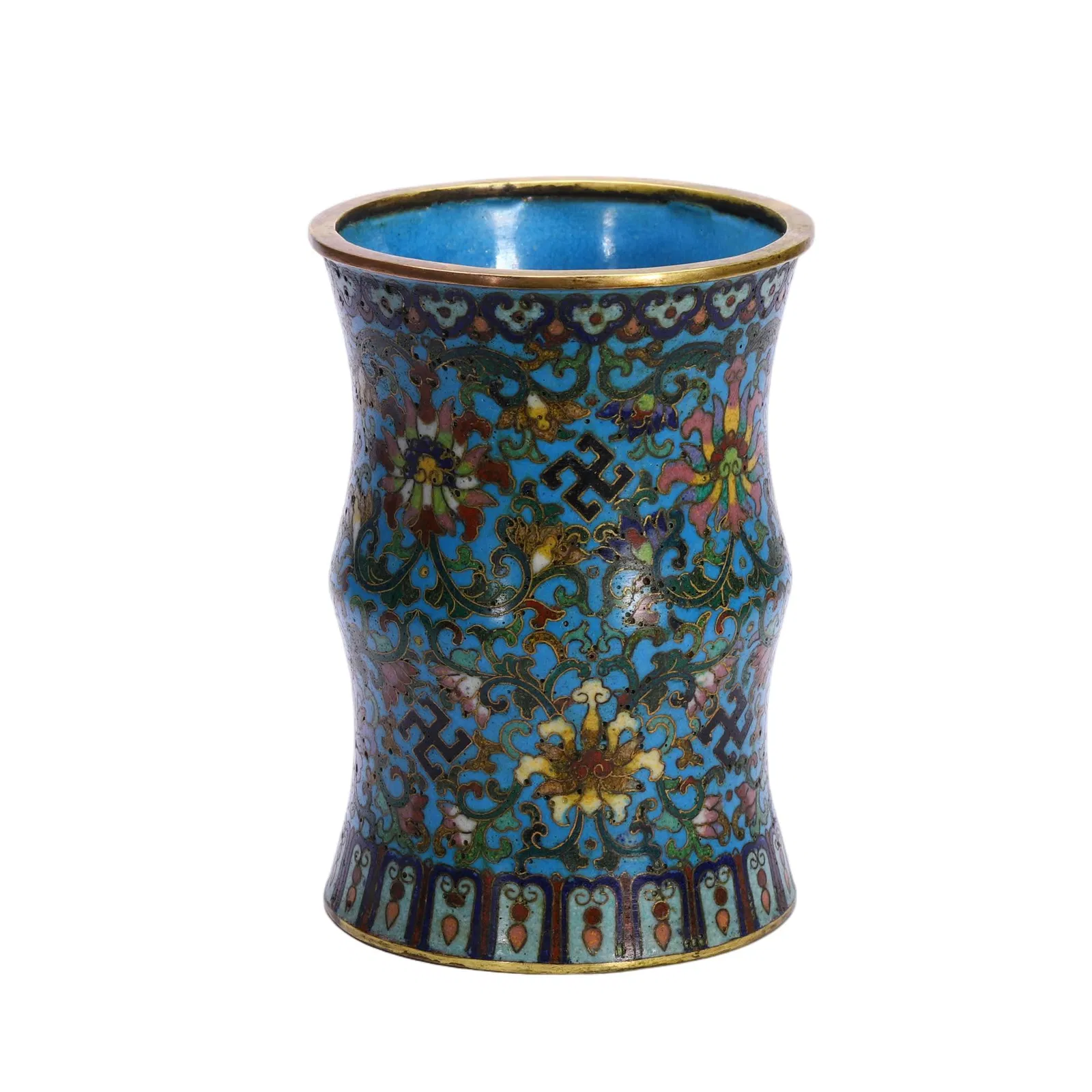 A CLOISONNE ENAMEL BRUSHPOT