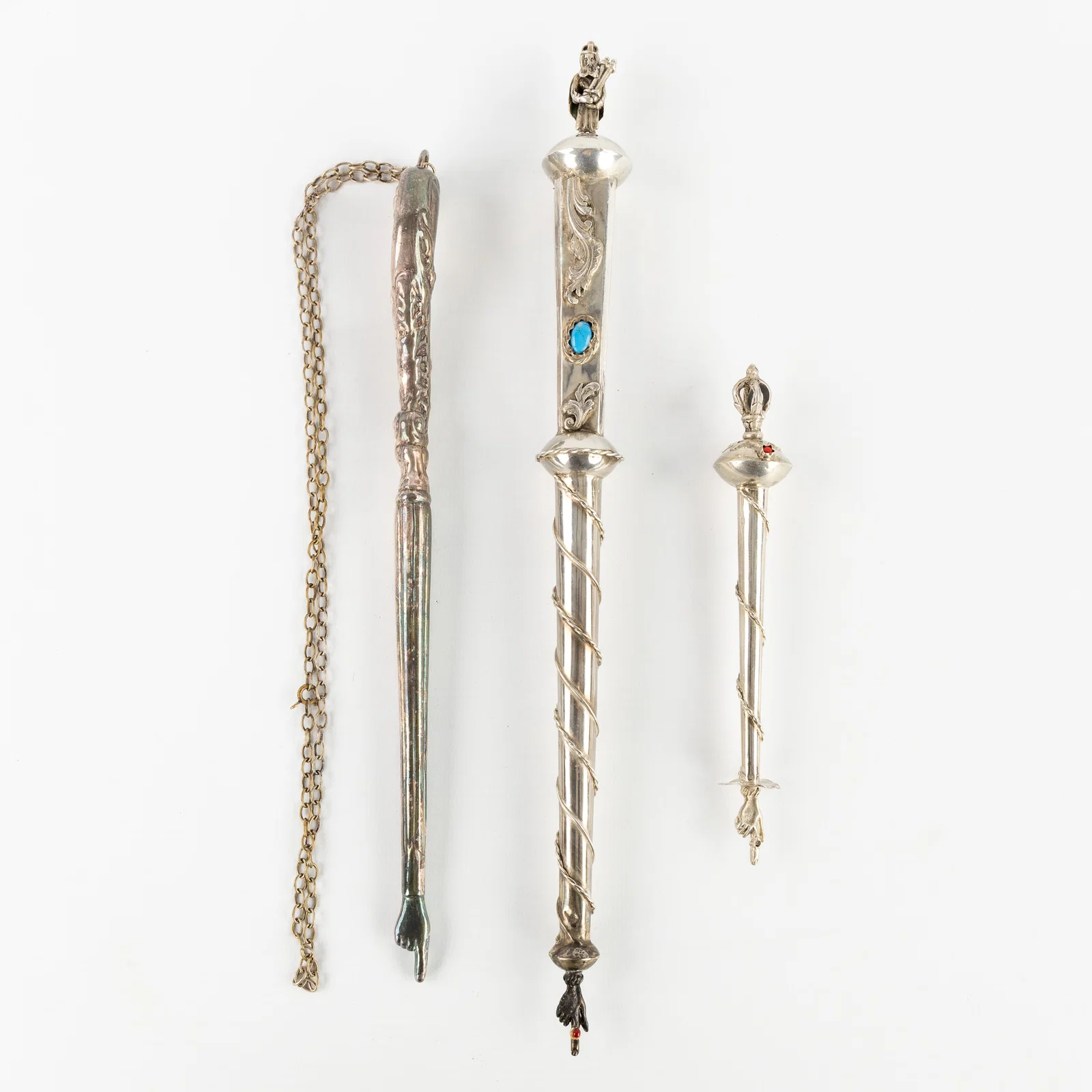 A Collection of three silver Yad or Torah hands, Russia and Israel, Silver, 149 g.