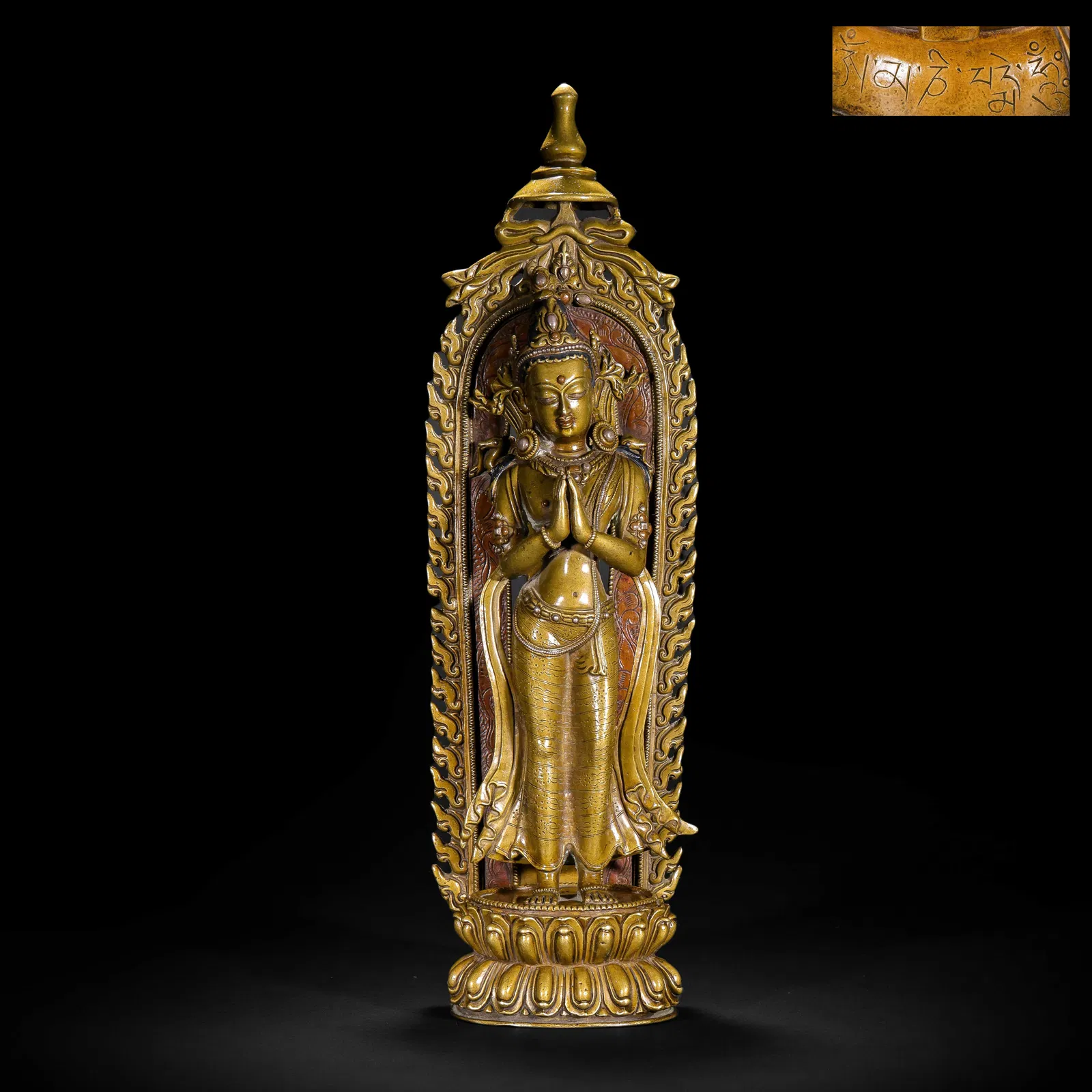 A COPPER ALLOY STANDING BODHISATTVA