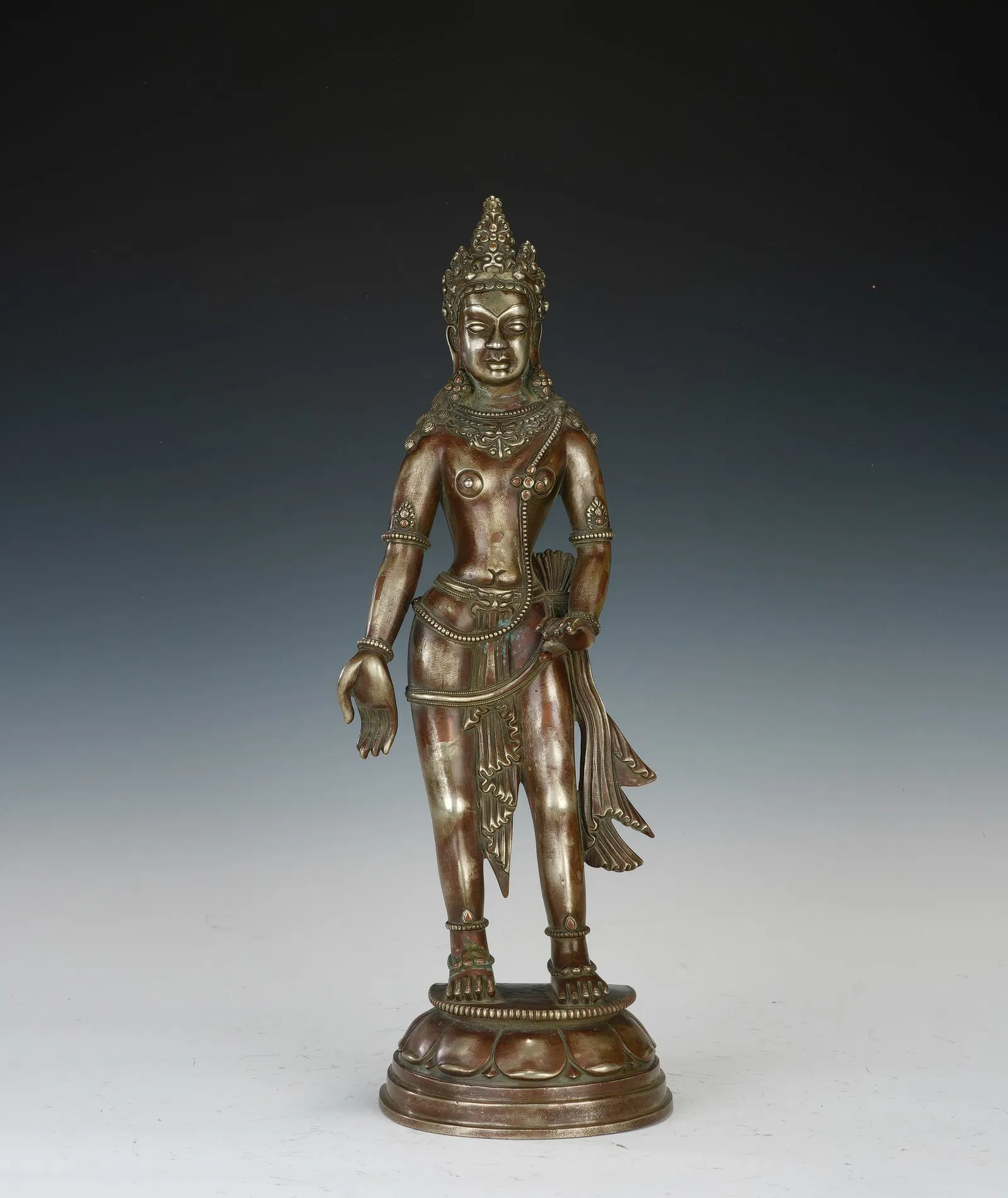 A COPPER ALLOY STANDING PADMAPANI