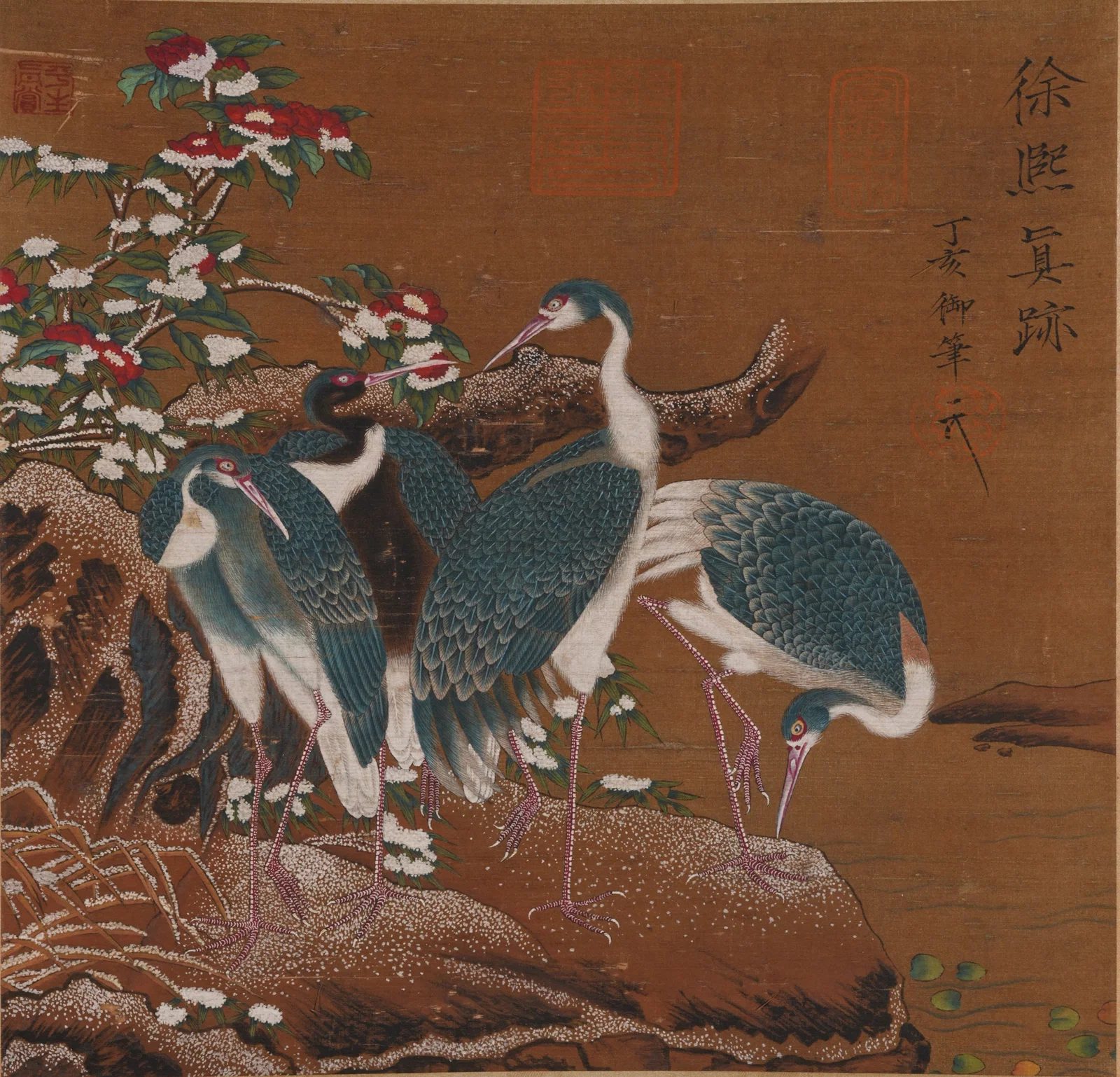 A CRANE PAINTING ON SILK BY EMPEROR HUIZONG OF SONG.宋徽宗