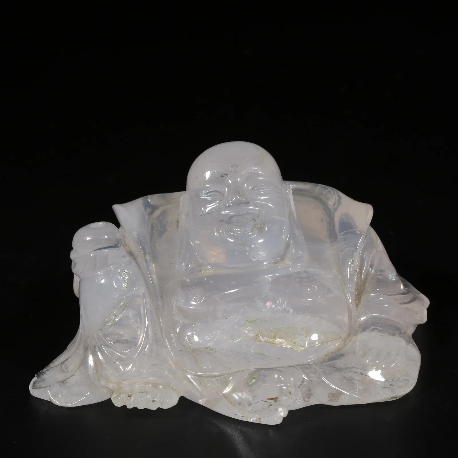 A CRYSTAL MAITREYA BUDDHA
