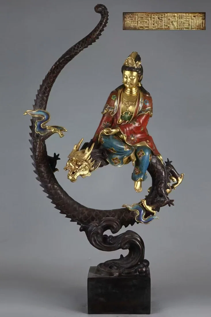 A Exquisite Bronze Cloisonne Avalokitesvara