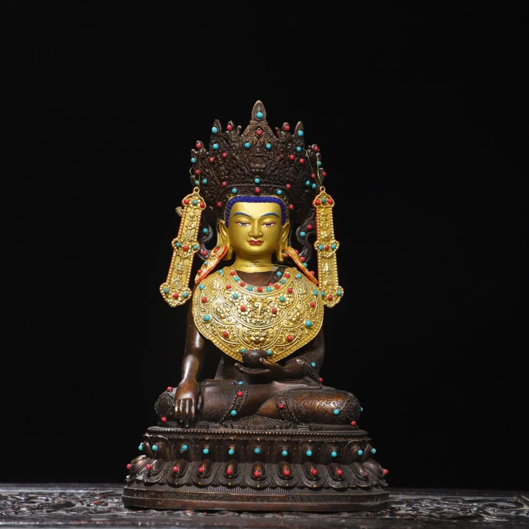 A Exquisite Bronze Painted Color Buddha Statue Ornament
