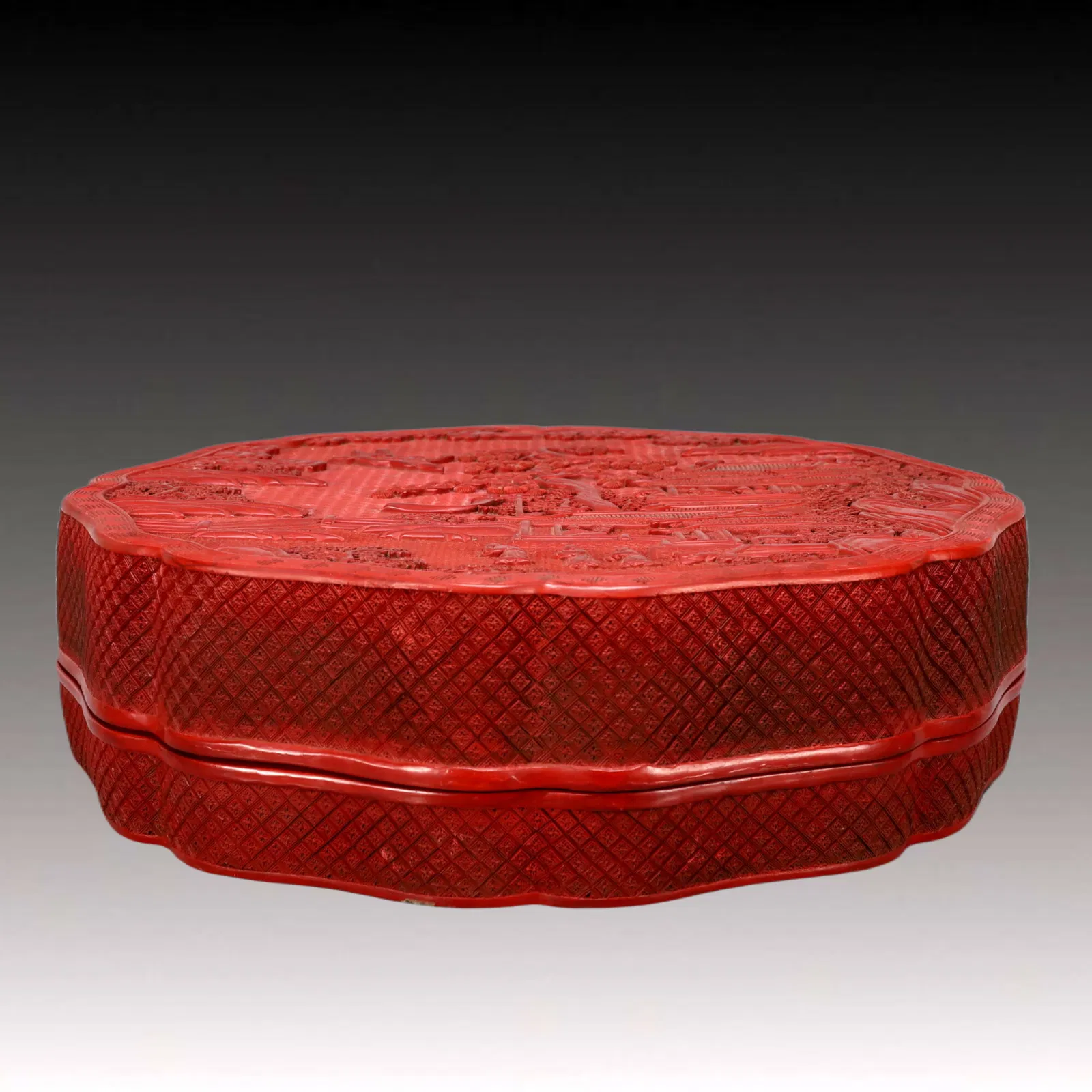A Exquisite Carved Red Lacquer Character and Story Pattern Box