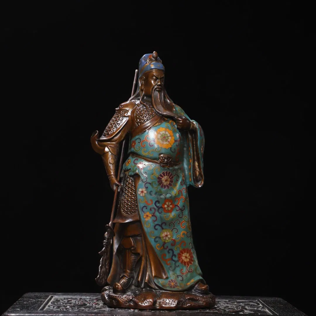 A Exquisite Cloisonne Bronze Statue of Guan Gong Ornament