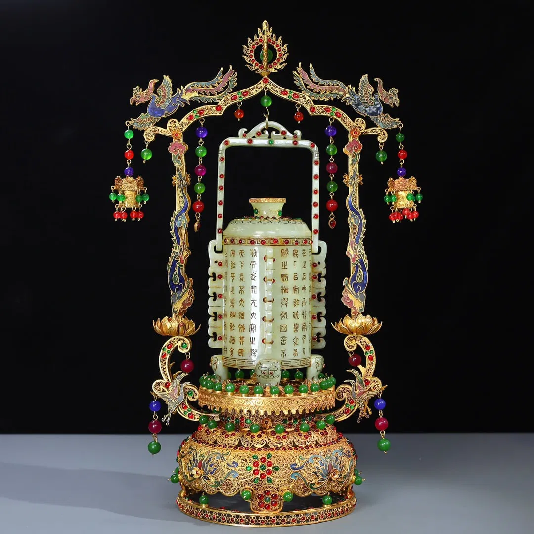 A Exquisite Cloisonne Inlaid Hotan Jade Ewer