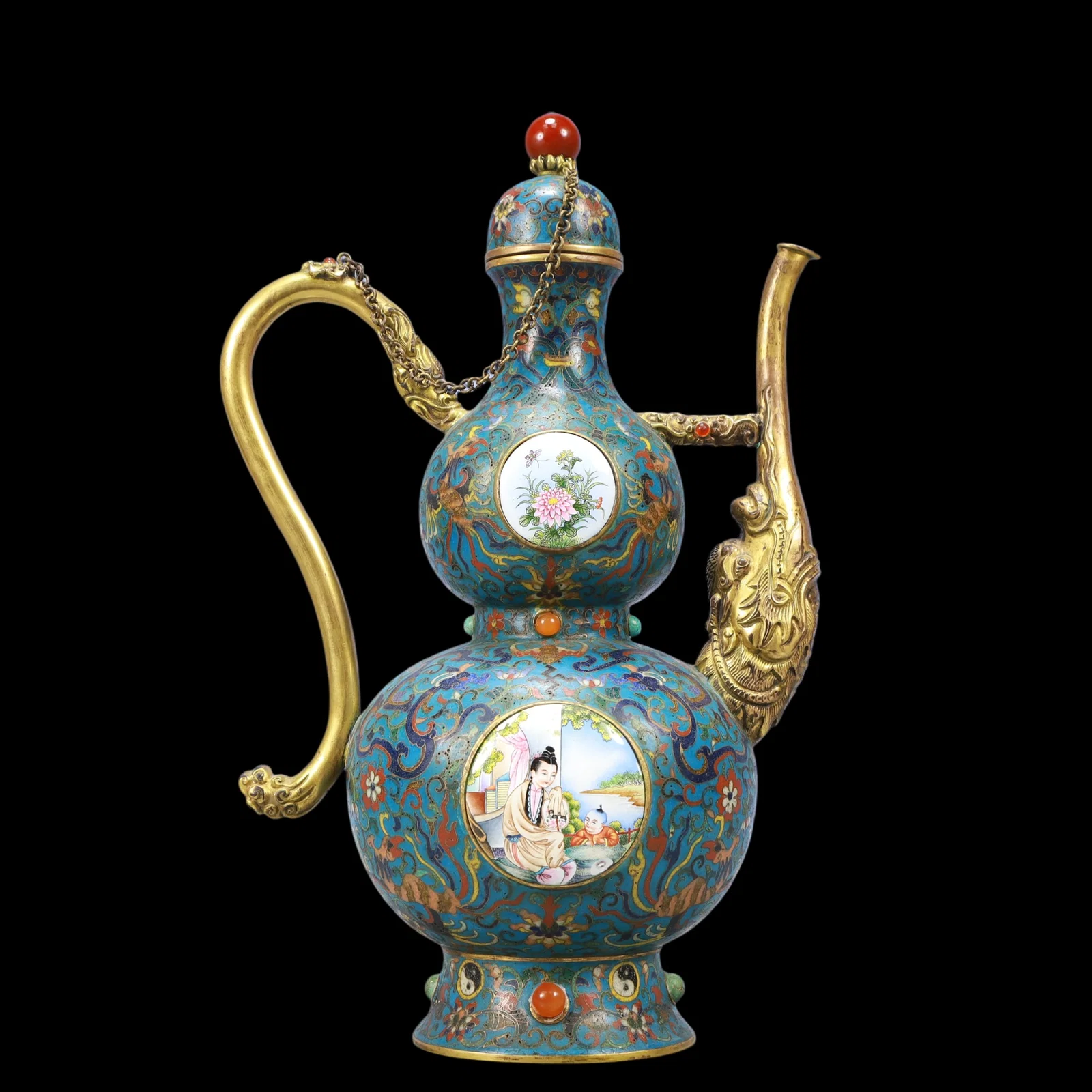 A Exquisite Cloisonne Lotus Pattern Phoenix Pattern Flower and Butterfly Pattern Character and Story