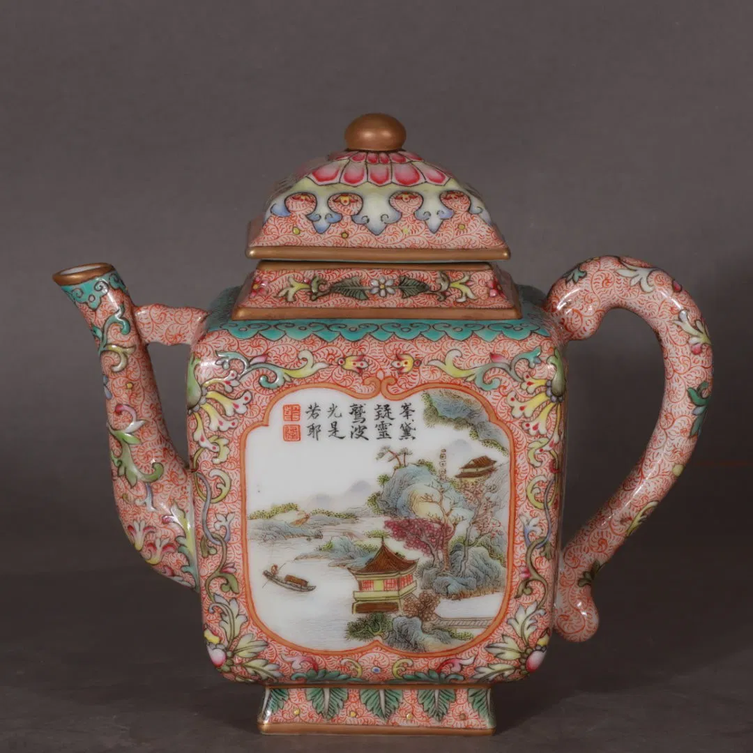 A Exquisite Enamel Painted Gold Landscape and Figure Pattern Ewer