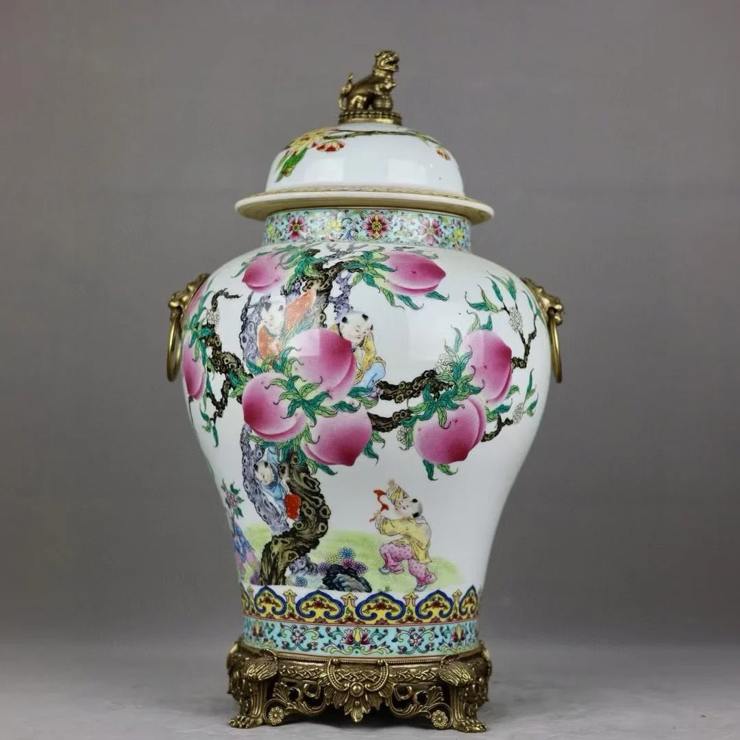 A Exquisite Famille-Rose Copper Inlay Figures Pattern Jar