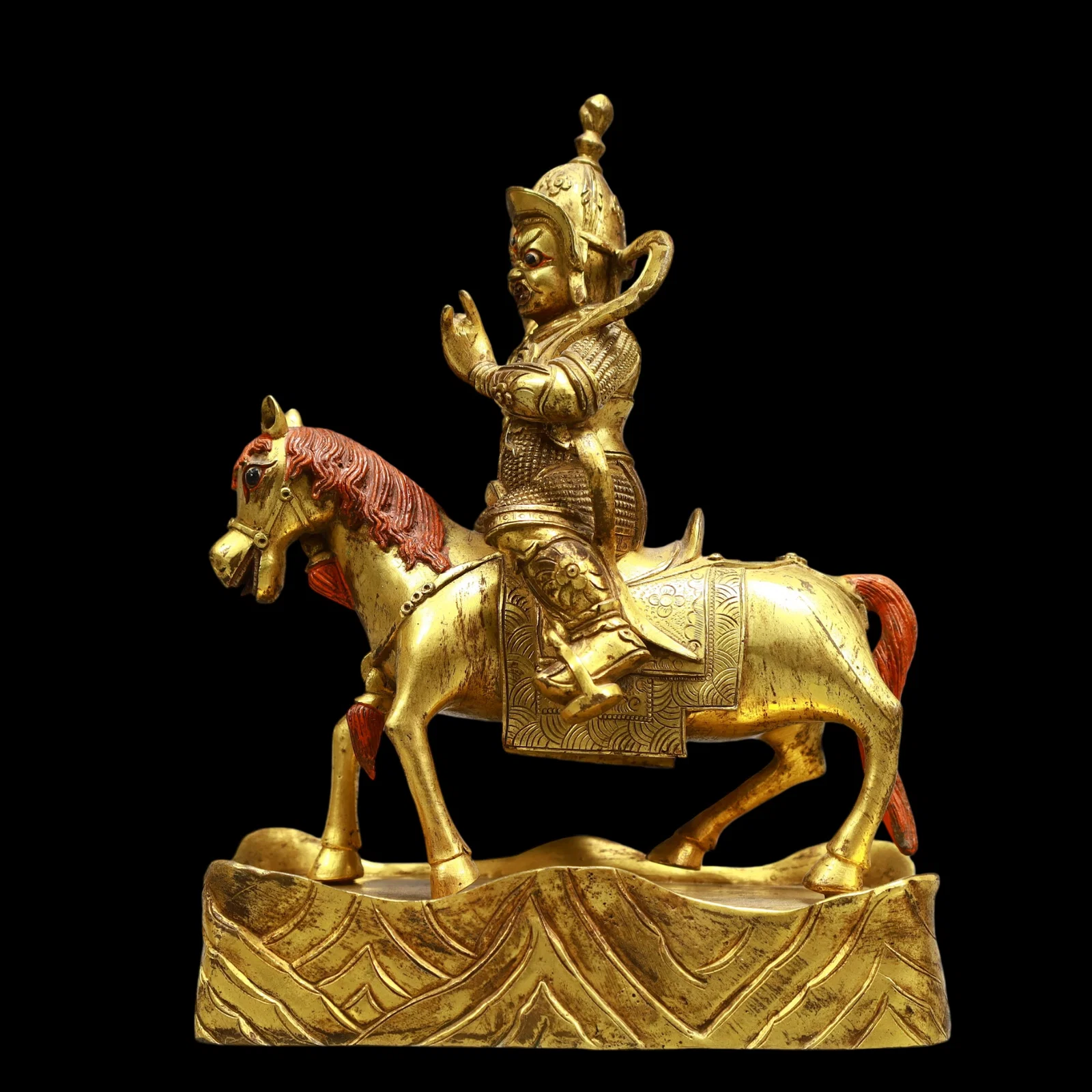A Exquisite Gilt Bronze Figure Riding Horse
