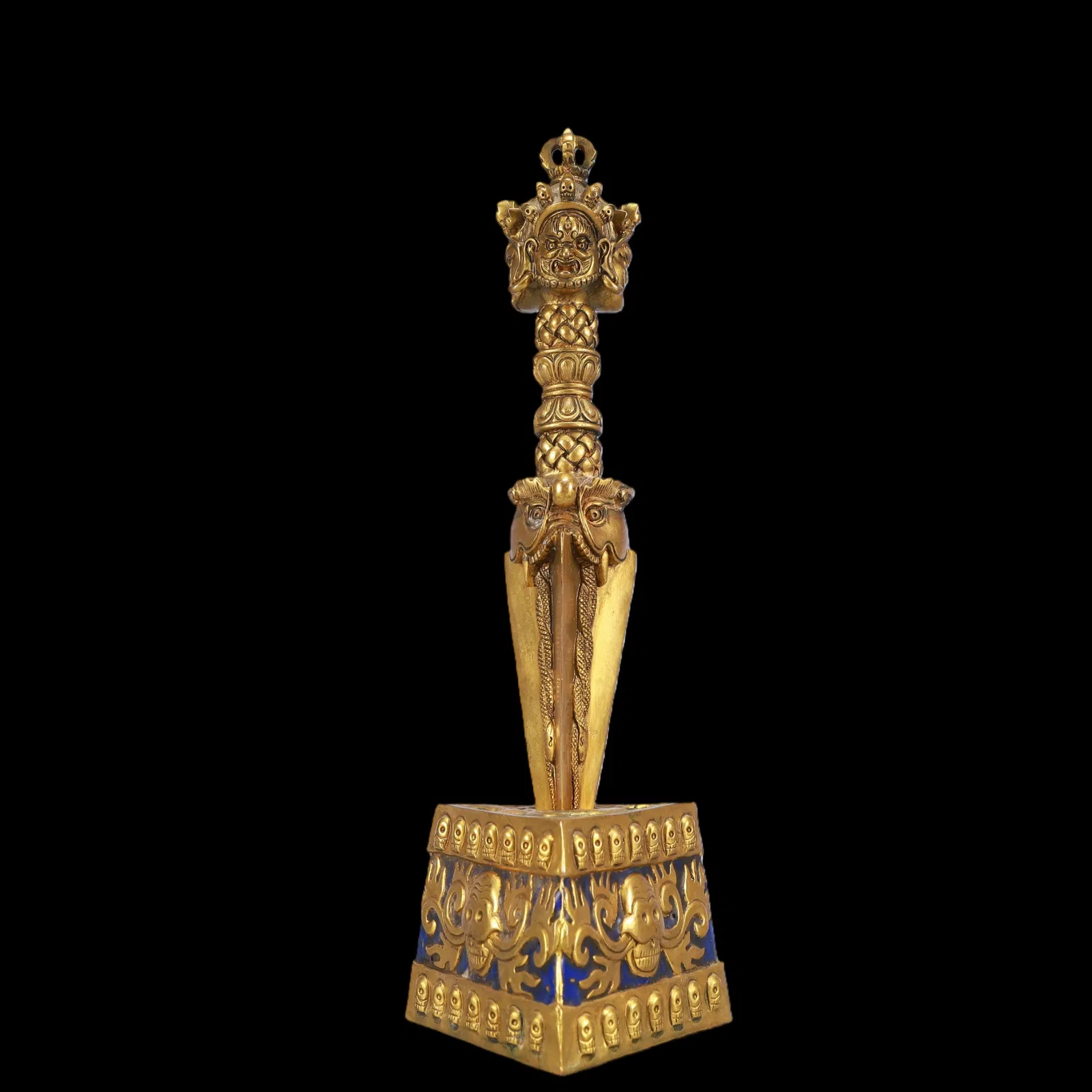 A Exquisite Gilt Bronze Human face pattern Ornament