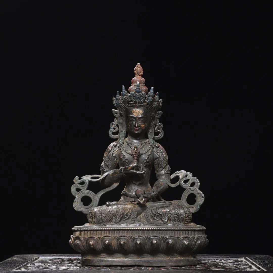 A Exquisite Gold Overlaid Bronze Statue of Vajra Ornament